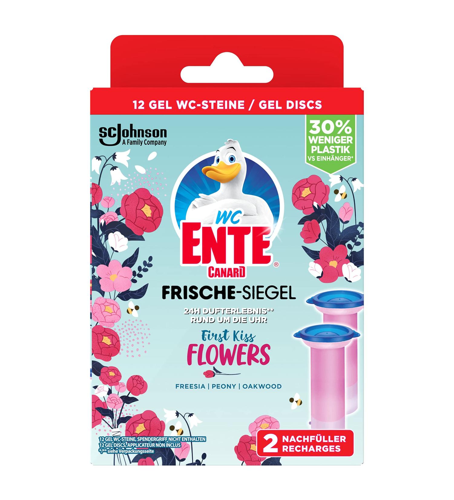 Toilet Duck Freshly Seal Gel Toilet Cleaner - 12 Gel Stones First Kiss Flowers Fragrance 2-Pack (2 x 36 ml) - Effective & Eco-Friendly Cleaning Solution - Buy Online on GoSupps.com