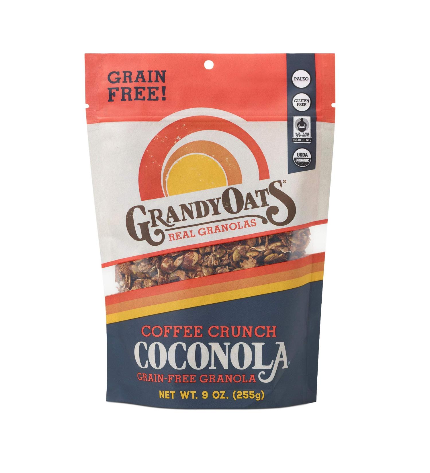 GrandyOats Coconola Gluten Free Granola - Organic, Non-GMO, Paleo, Low Carb & Sugar (Coffee Crunch, 1 Pack) - Buy Online on GoSupps.com