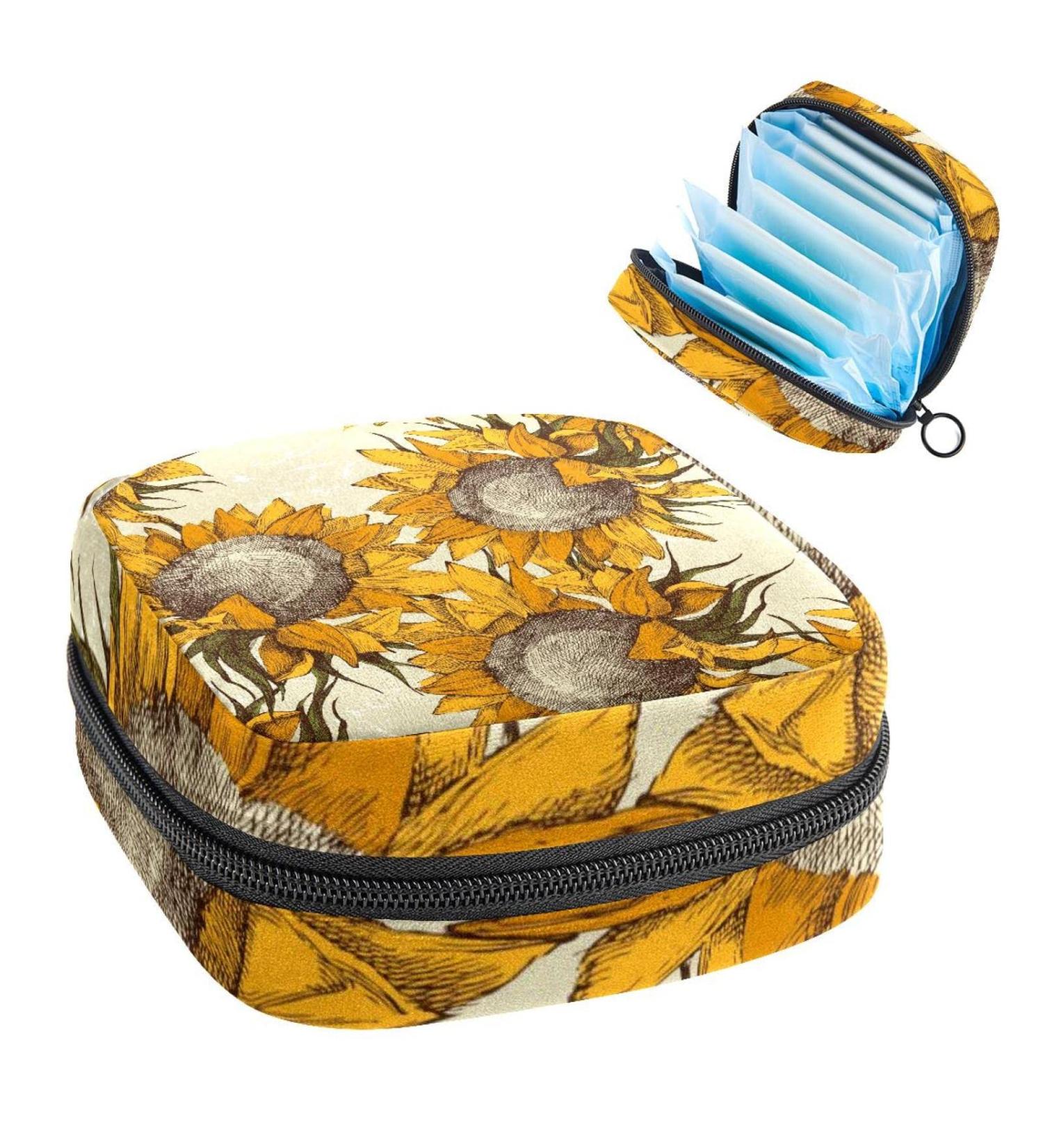 Women's Sunflower Portable Period Kit - Bonds Storage Pockets Stillpad Holder - Ideal Feminine Product Bag for Women & Girls - Buy Online on GoSupps.com