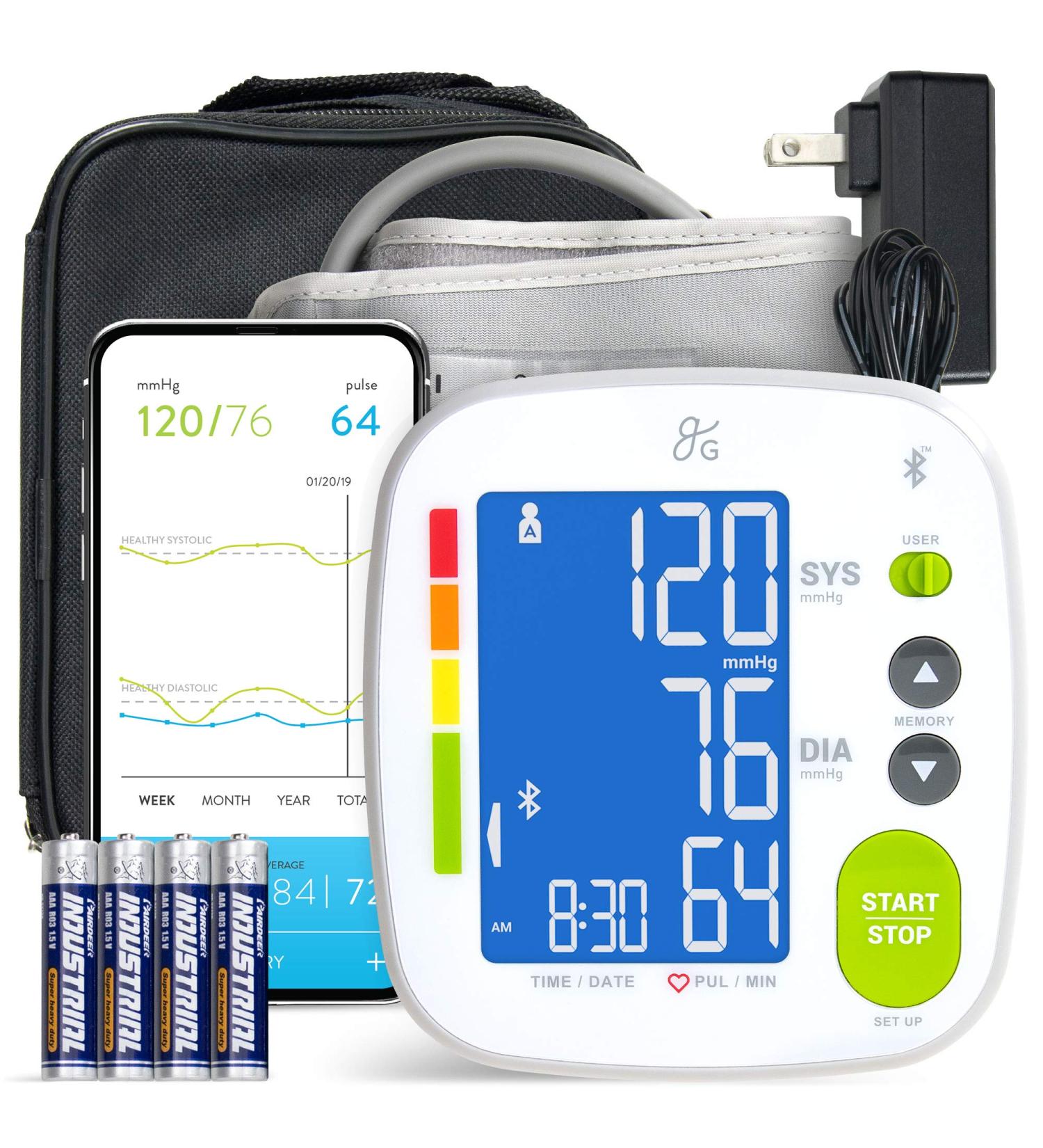 Balance Bluetooth Blood Pressure Monitor Cuff with Large Display - Digital Smart BP Meter for Upper Arm - Includes Tubing and Device Bag - Buy Online on GoSupps.com