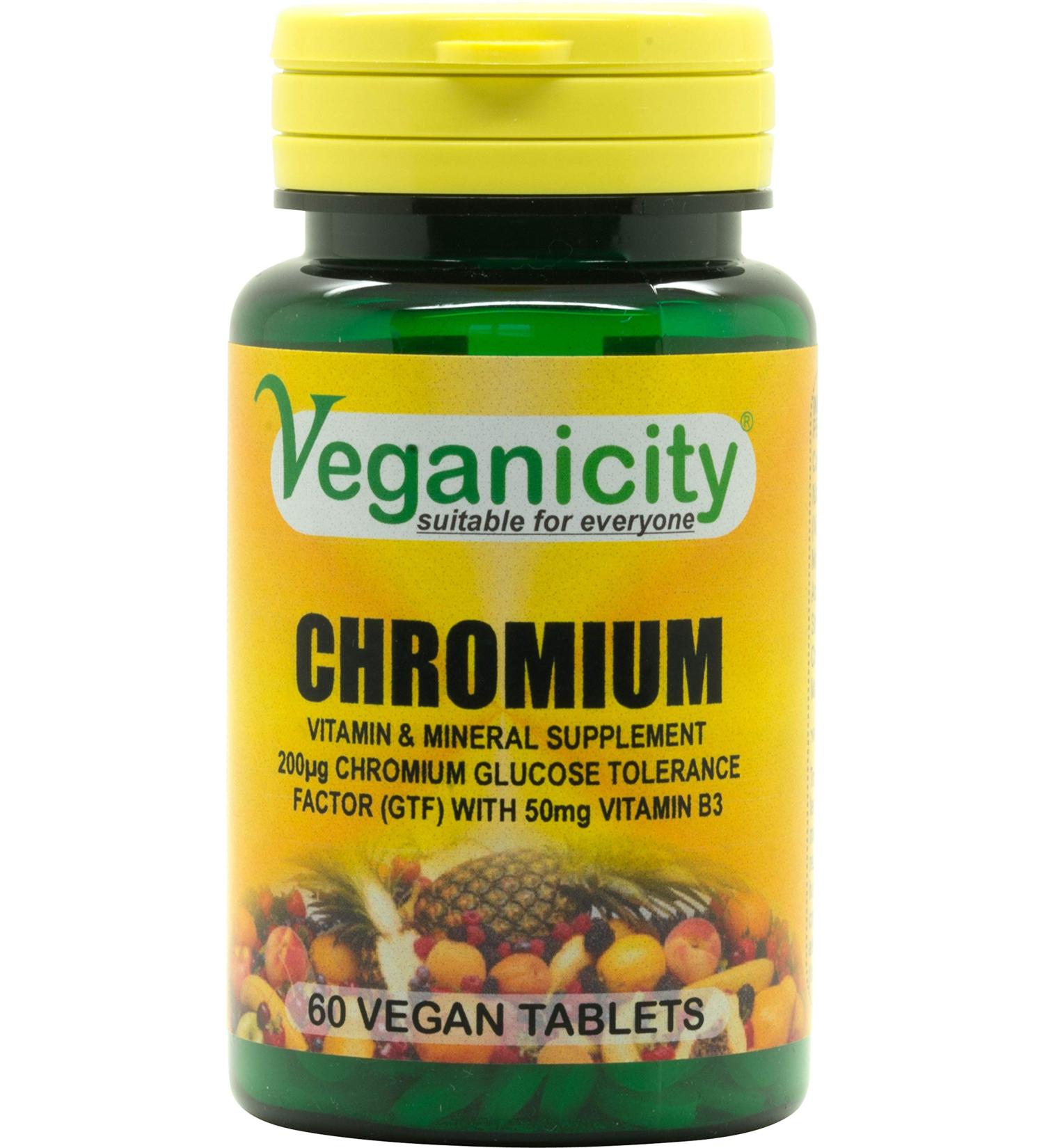 Veganicity Chromium 200mcg 60 Tablets for Metabolism Health - Vegan Supplement - Buy Online on GoSupps.com