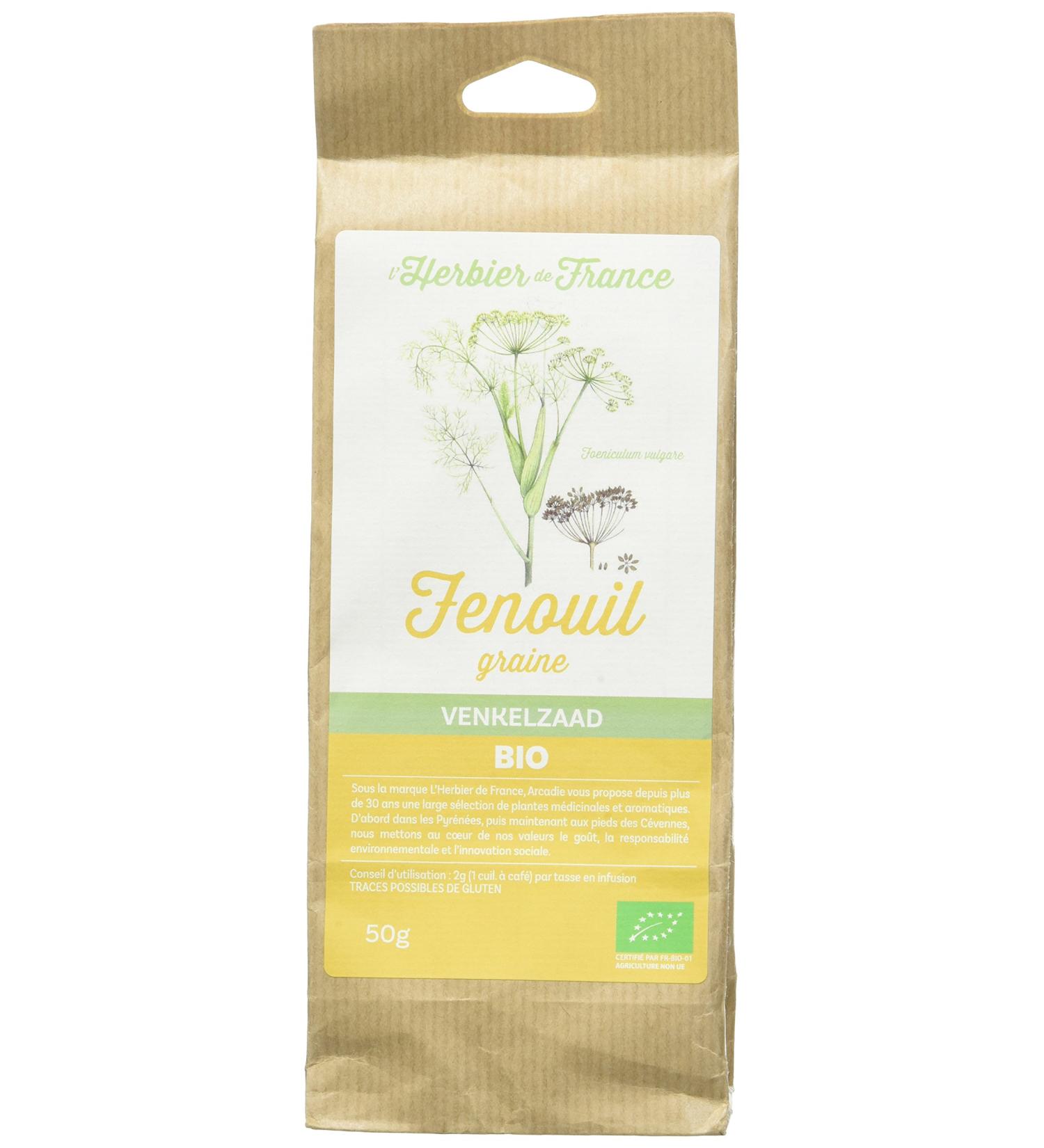 L'Herbier de France Fennel Seeds Organic Kraft Bag 50g - Buy Online on GoSupps.com