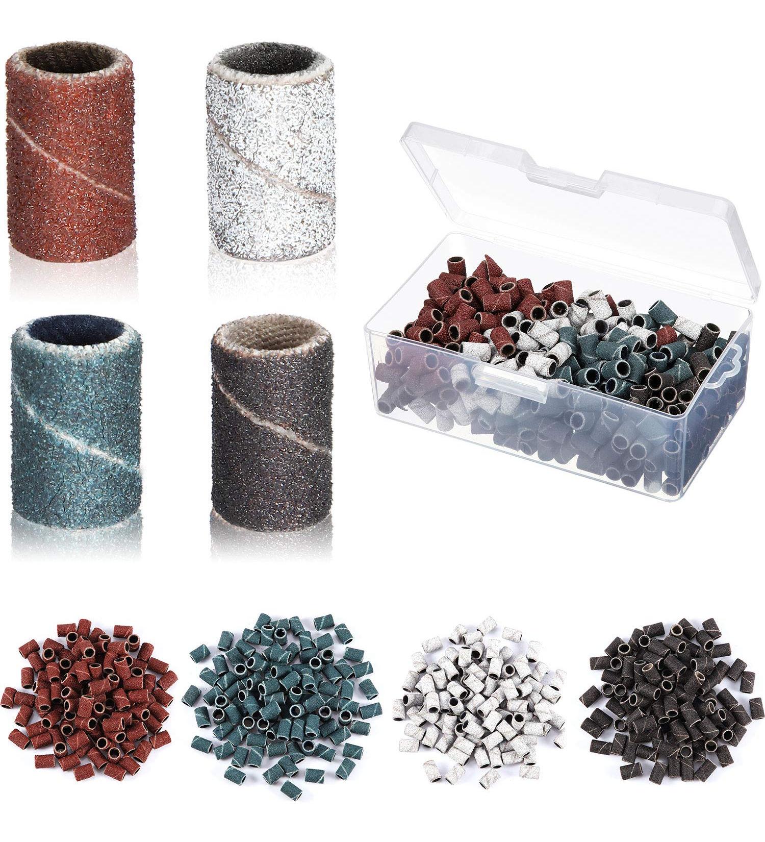 Sanding Bands for Nail Drill Bits - 400 Pieces with Grit File in 4 Colors | Manicure and Pedicure Sanding Bands Kit - Buy Online on GoSupps.com