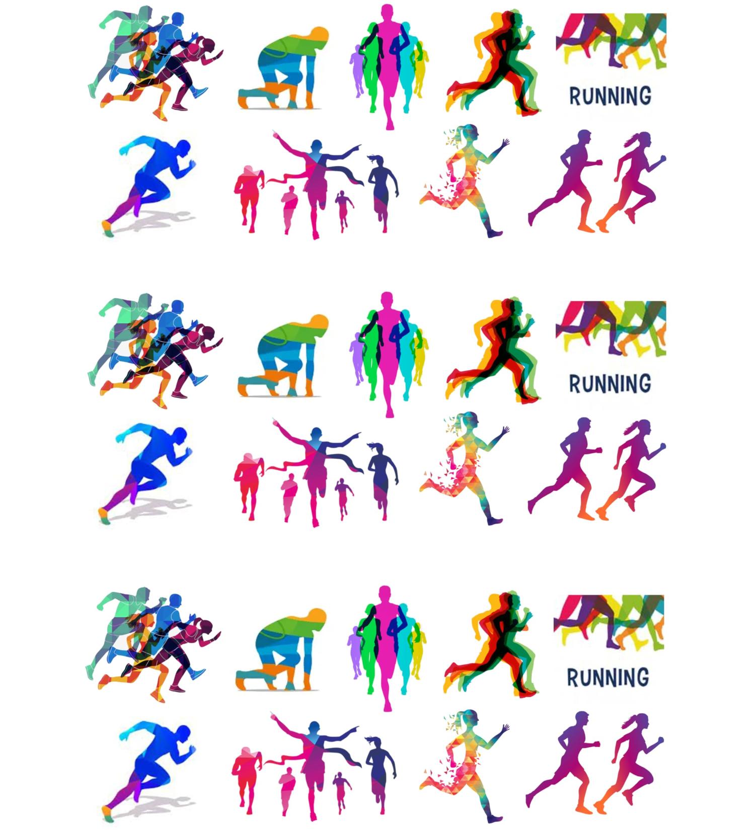 27 Stand Up Runner Running Themed Edible Wafer Paper Cake Toppers Decorations