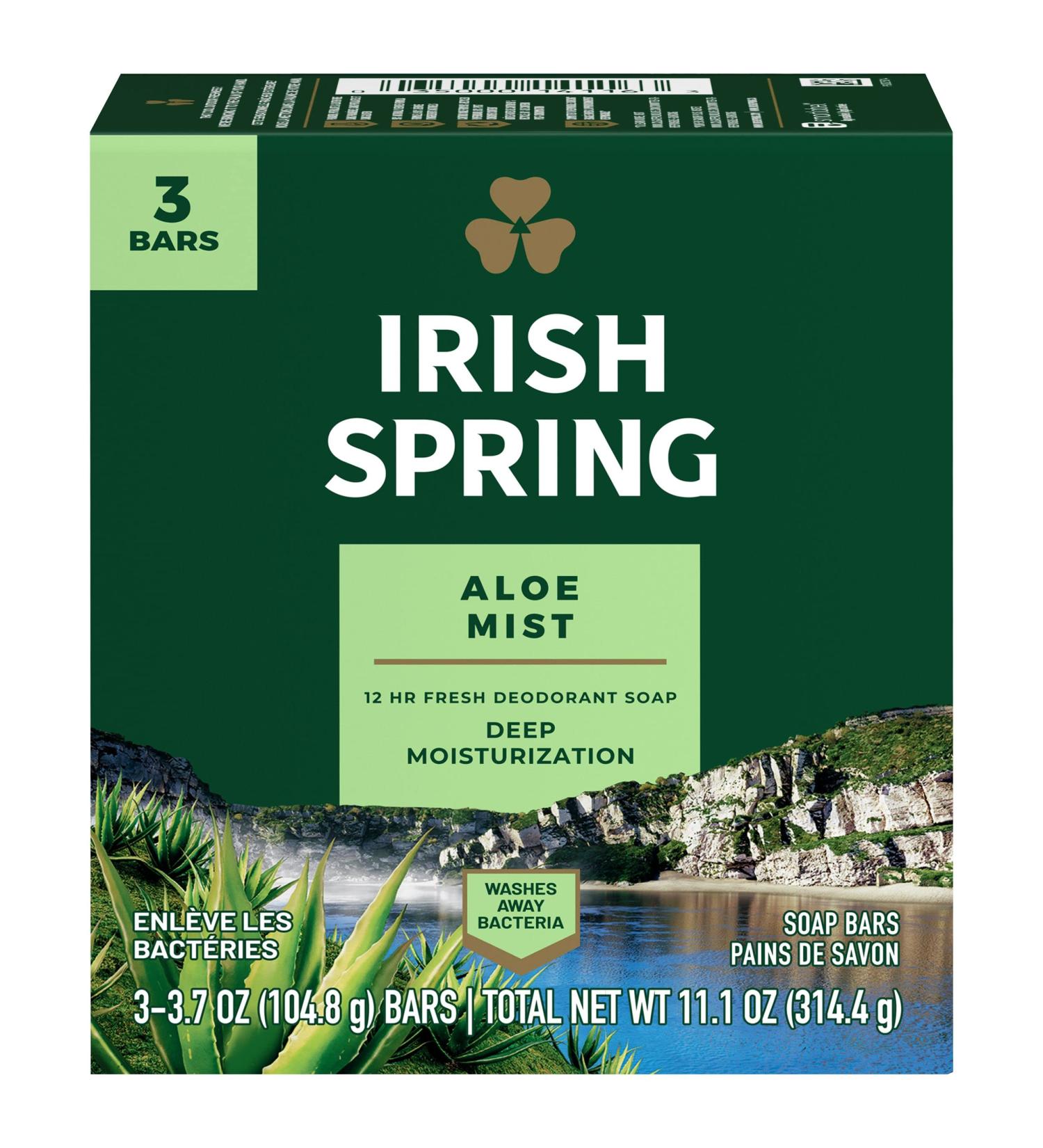 Irish Spring Aloe Deodorant Soap Bar - 3 Count with Aloe Vera - Buy Online on GoSupps.com