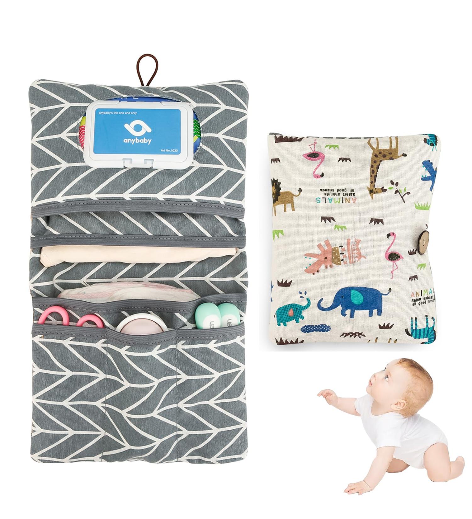 Bibykivn Premium Diaper Pocket Bag with Diaper Pad - Compact & Stylish Organizer for On-the-Go Moms | Ideal for Diapers Creams & Baby Essentials (Animal Print) - Buy Online on GoSupps.com