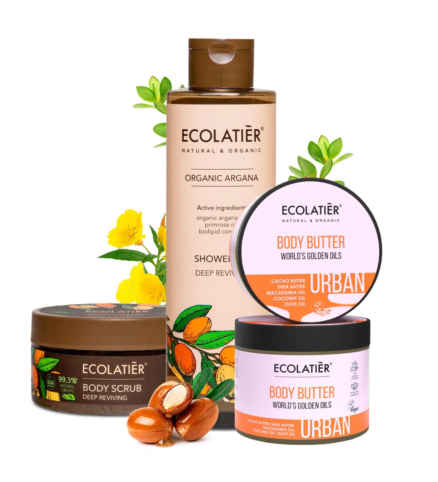 Deep Reviving Argan Oil Shower Oil Body Scrub & Body Butter Set - Hydrating & Nourishing Skin Care with Pure Organic Argana Oil for Silky Smooth Skin - Buy Online on GoSupps.com