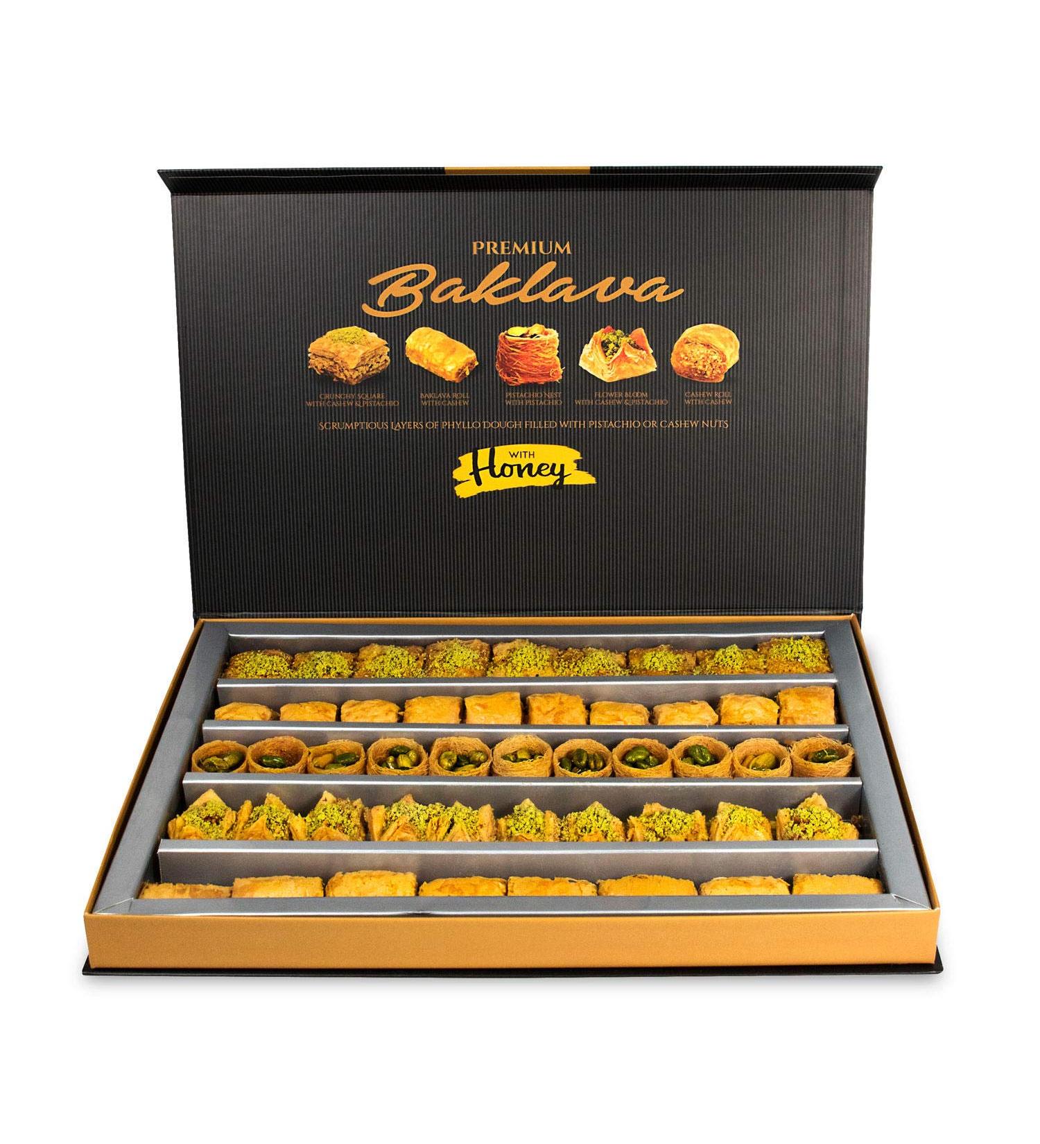 Premium Baklava Assortment with Honey 44 pcs | 820g (1.8 lbs) - Delicious Mediterranean Treats - Buy Online on GoSupps.com