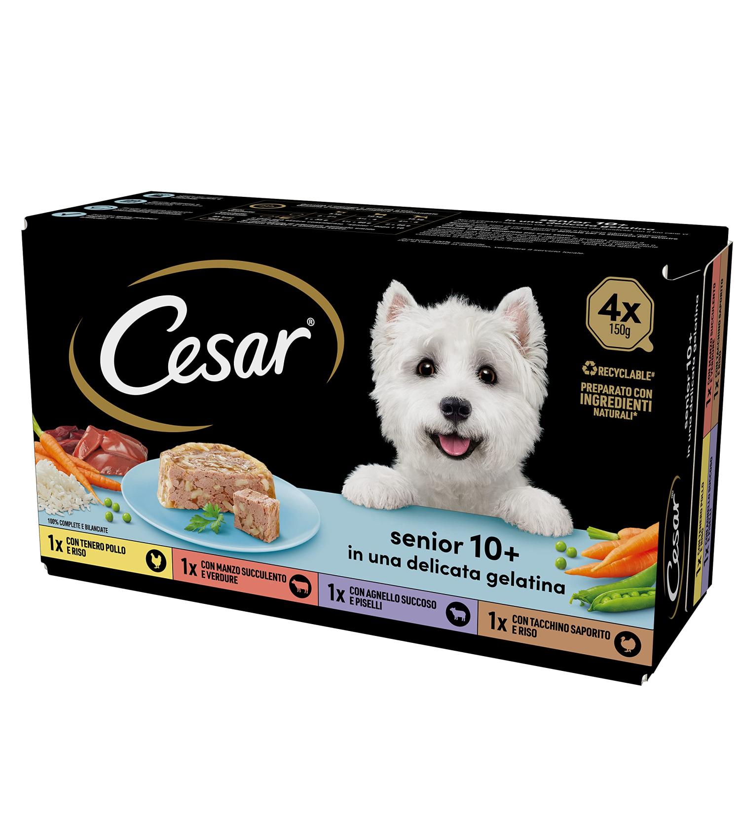 Cesar Senior 10+ Food for Senior Dogs Assorted Selection 150 g 24 tubs - 3600 g - Buy Online on GoSupps.com
