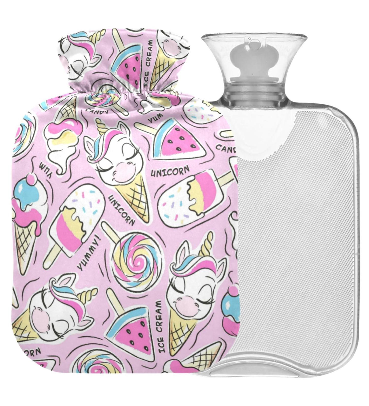 Naanle Unicorn Ice Cream Heat Bottle - 1L Transparent Hot Water Bottle for Pain Relief & Therapy | Ideal Bed Hand & Feet Warmer - Buy Online on GoSupps.com
