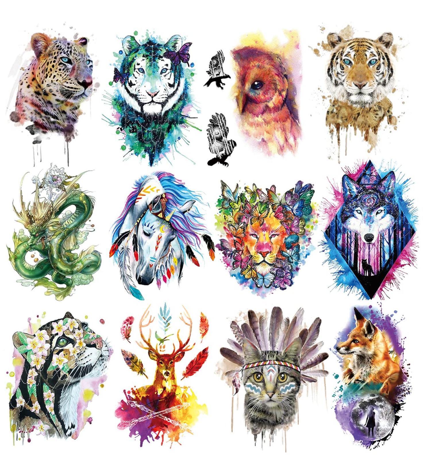 Oottati 12 Large Temporary Tattoos - Watercolor Flower Arm Design for Men and Women - Buy Online on GoSupps.com