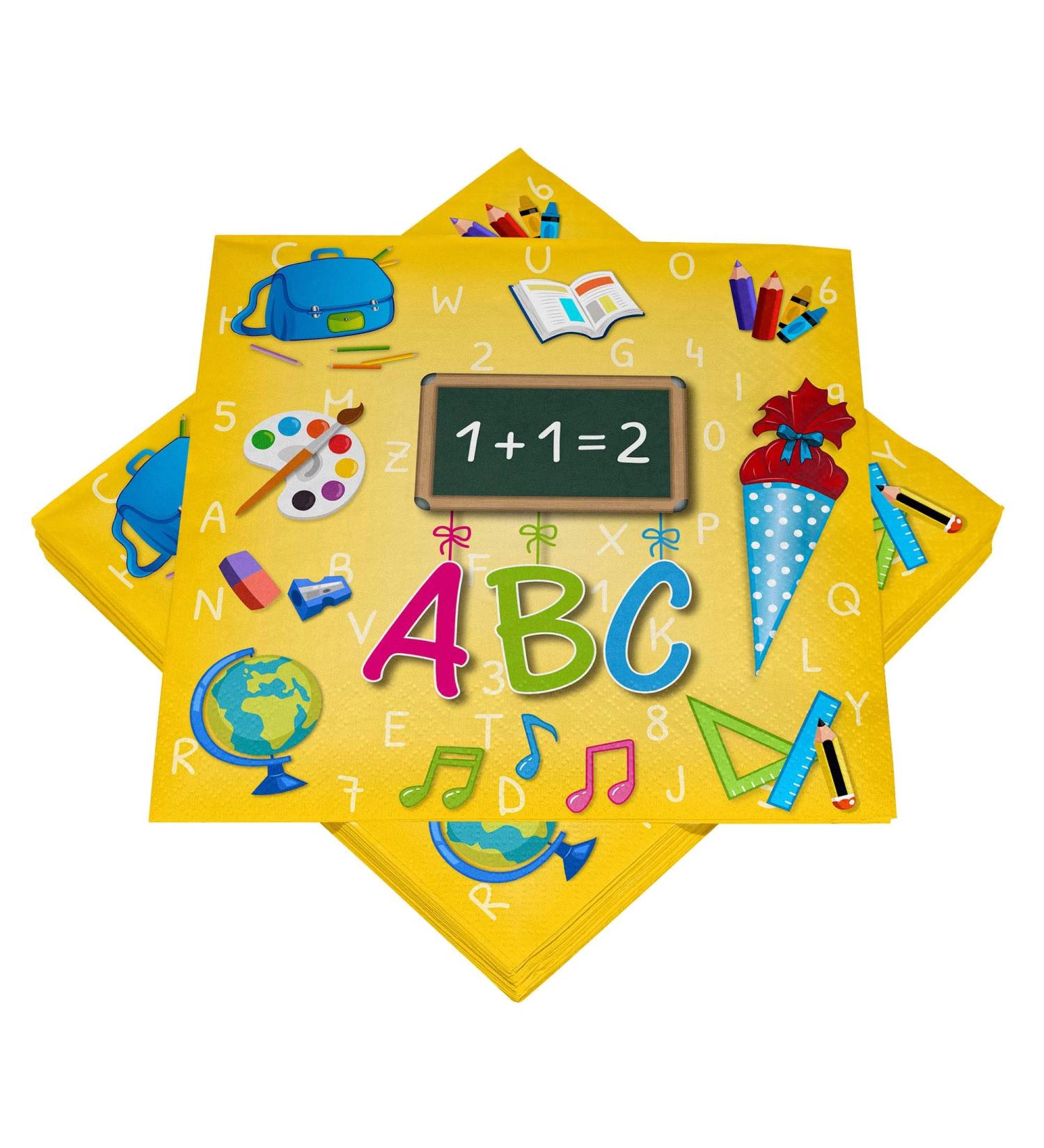 HEKU 243-61-start of school size 33 x 33 cm 20 pieces 1st school day school enrollment ABC shooter decoration party dishes mouth cloth mouth cloth