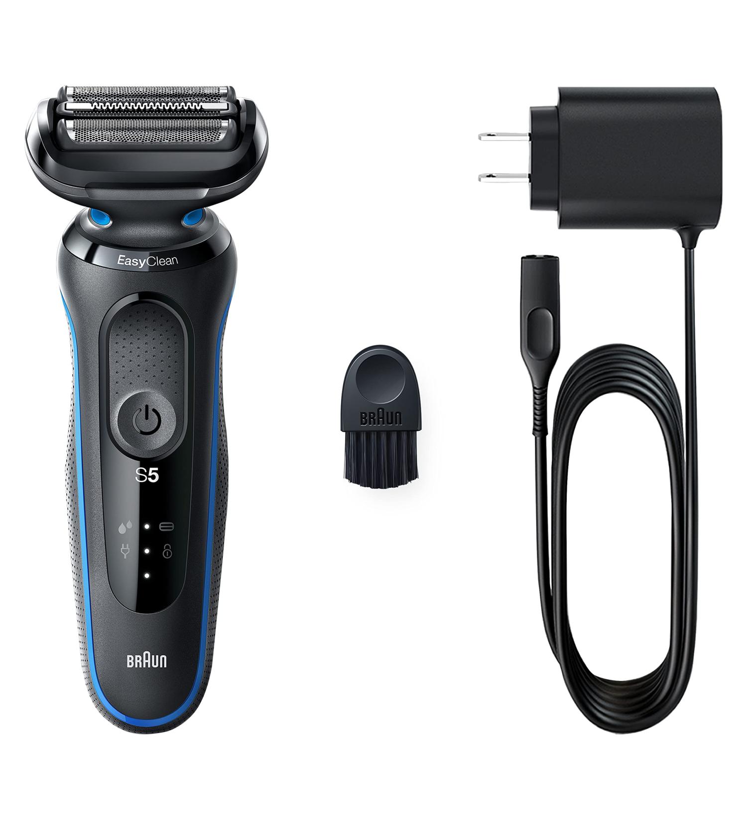 Braun Series 5 5031s Electric Shaver - Wet & Dry, Precision Trimmer & Cleansing Brush, Cordless, Rechargeable - Blue - Buy Online on GoSupps.com