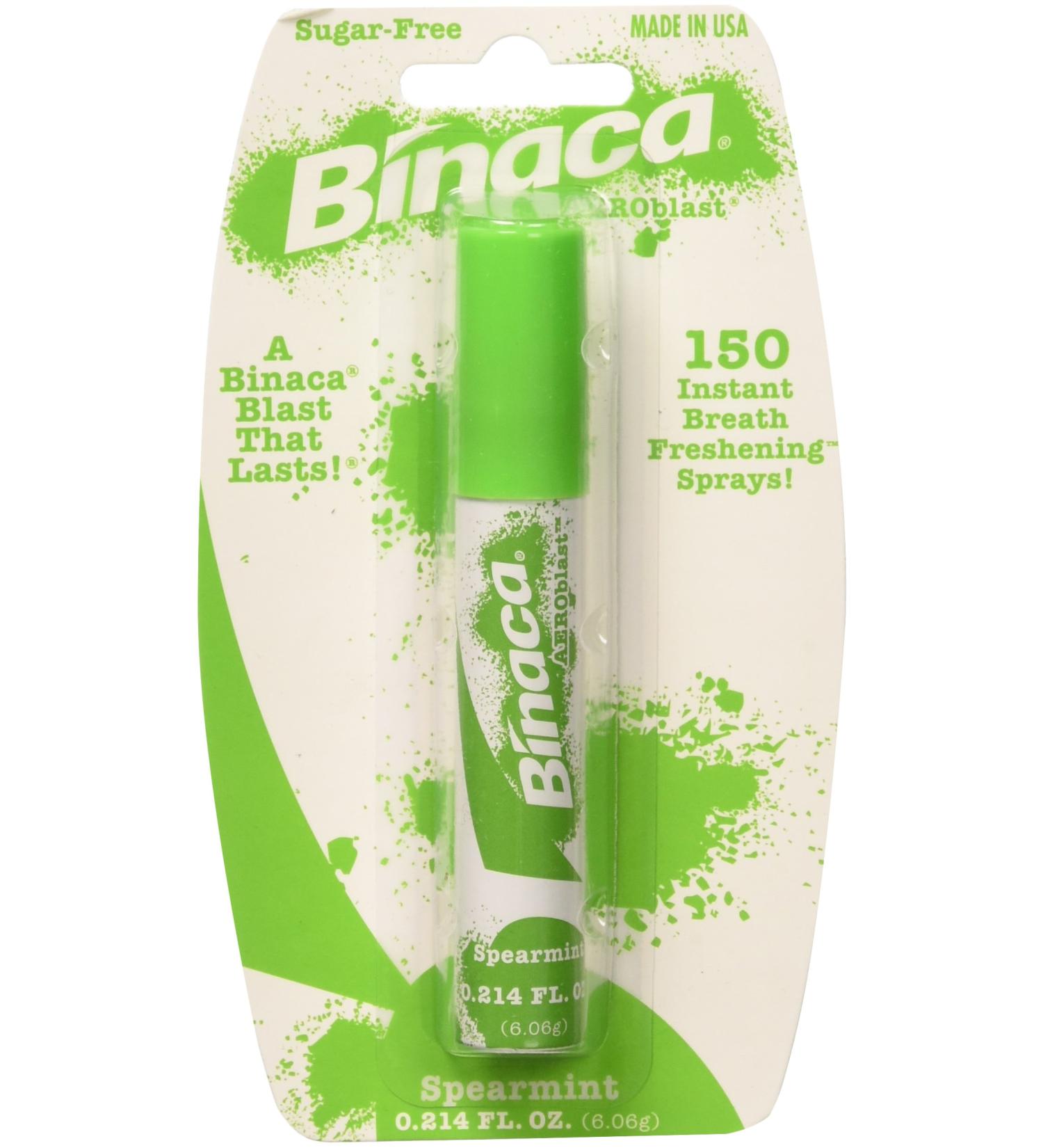 Binaca Spearmint Breath Freshening Spray - 0.21 Fl Oz (Pack of 6)