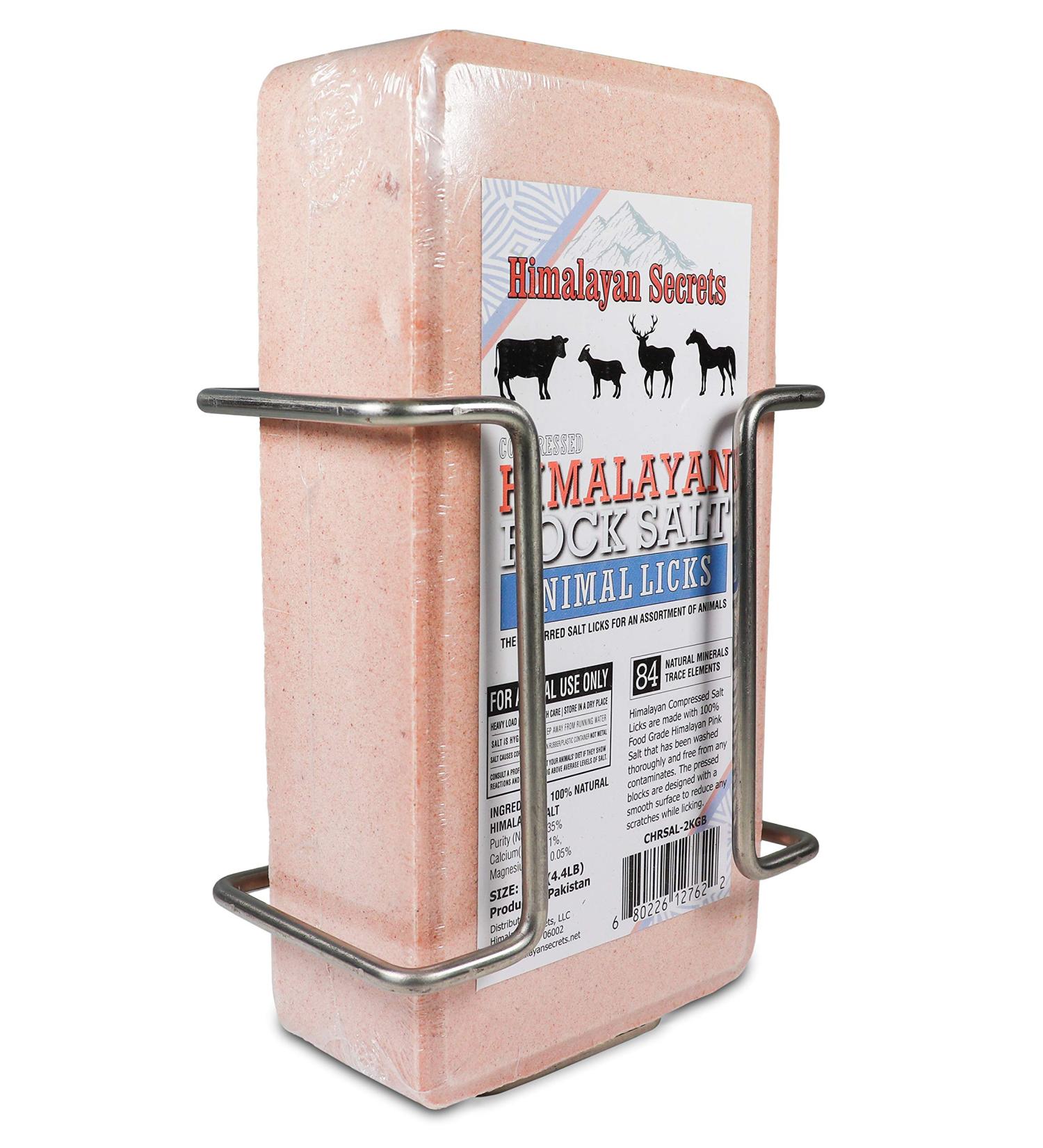 Buy Compressed Himalayan Salt Animal Licking Brick (2KG) with Holder - Premium Quality for All Animals | International Shipping Available - Buy Online on GoSupps.com