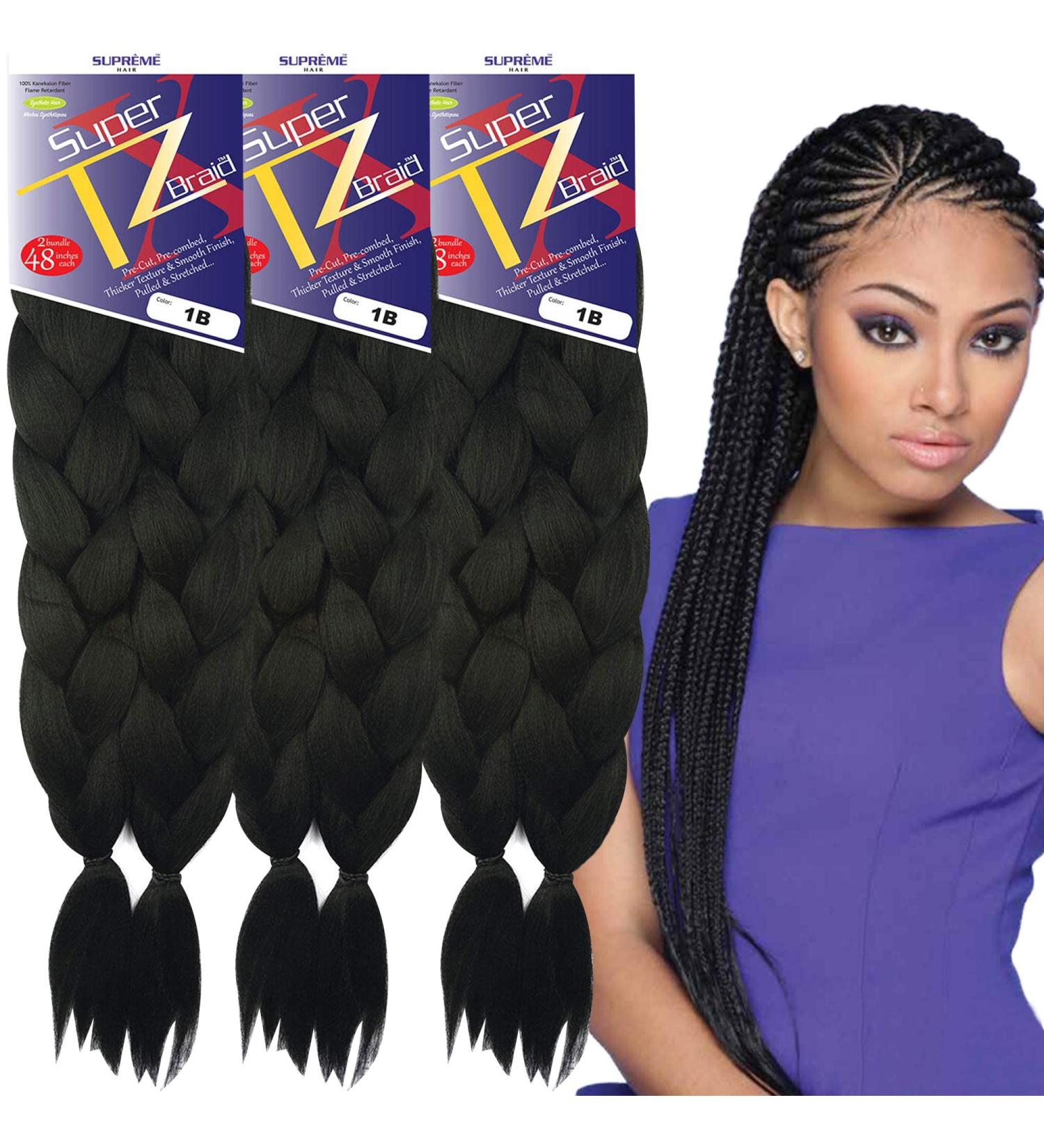 Xpression Pre-Stretched Braiding Hair 48 Inch 6 Bundles - 100% Kanekalon TZ Braid Extensions (Pack of 3) 1B - Buy Online on GoSupps.com