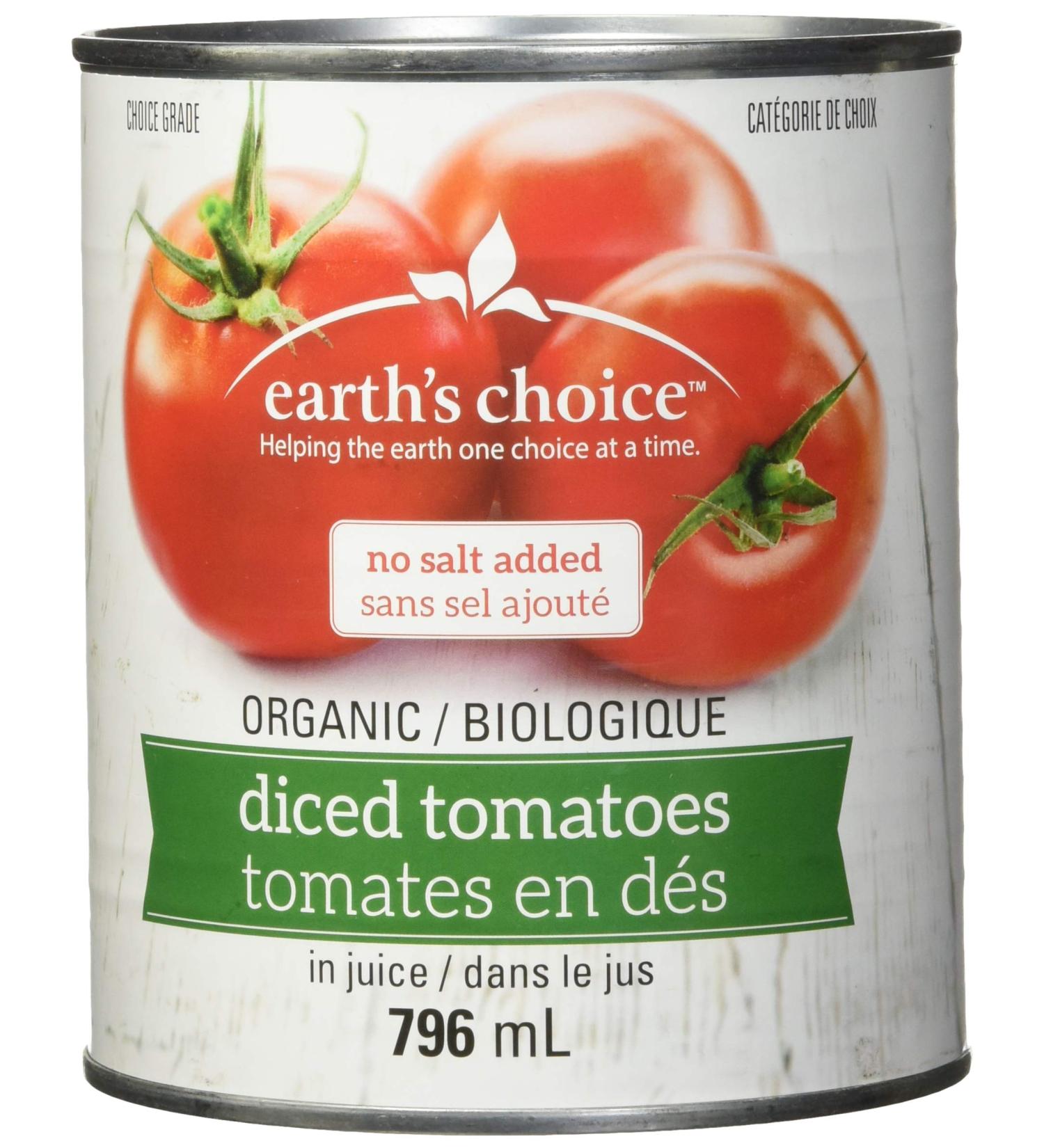Earth's Choice Organic Organic Diced Tomatoes No Salt Added 796ml - Buy Online on GoSupps.com