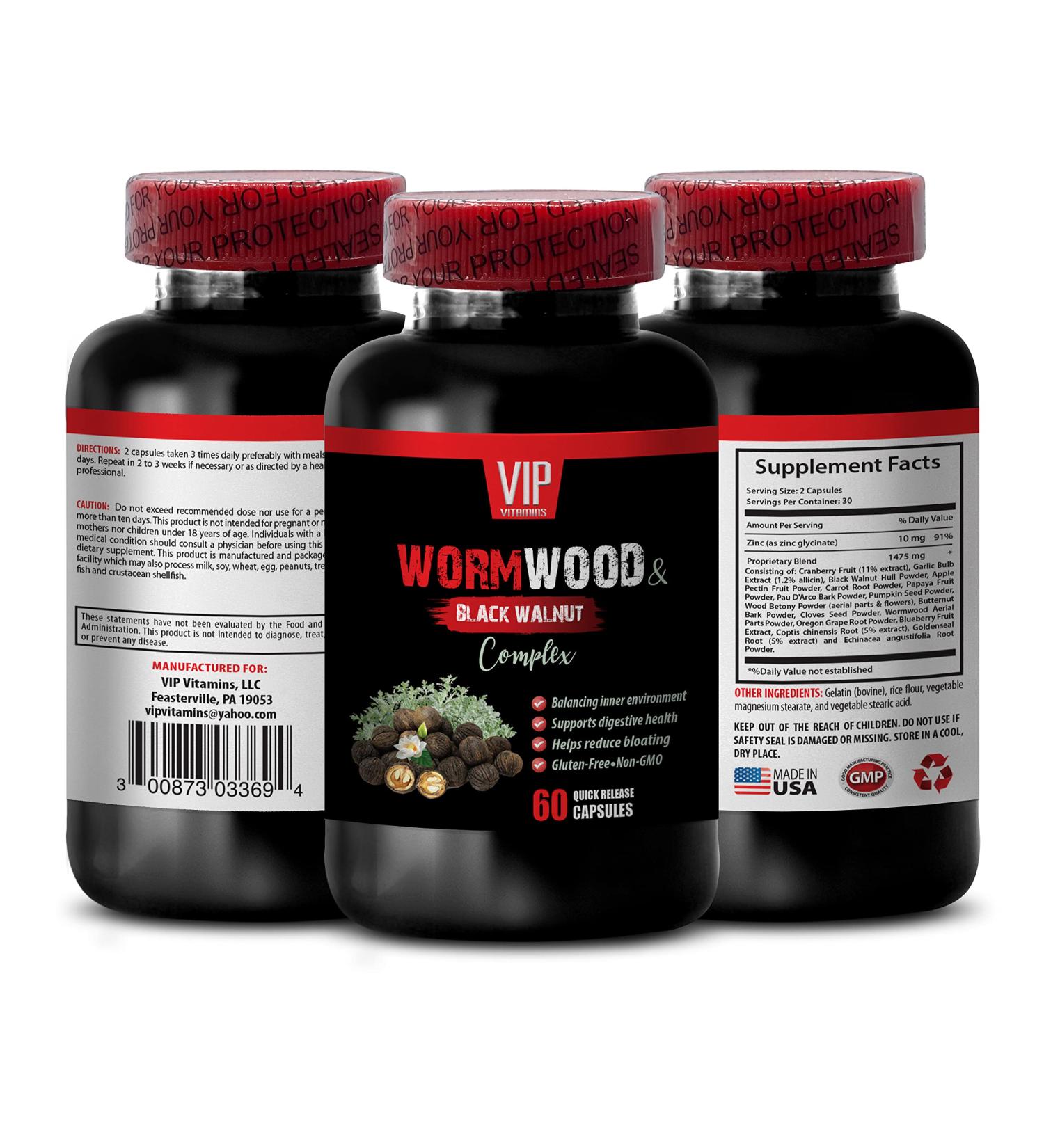 Black Walnut and Wormwood Capsules - Wormwood and Black Walnut Complex 1500 MG - Garlic Supplements Black Walnut Powder Wormwood herb Plant Black Walnut Hull Powder Clove Wormwood - 1B 60 Caps - Buy Online on GoSupps.com