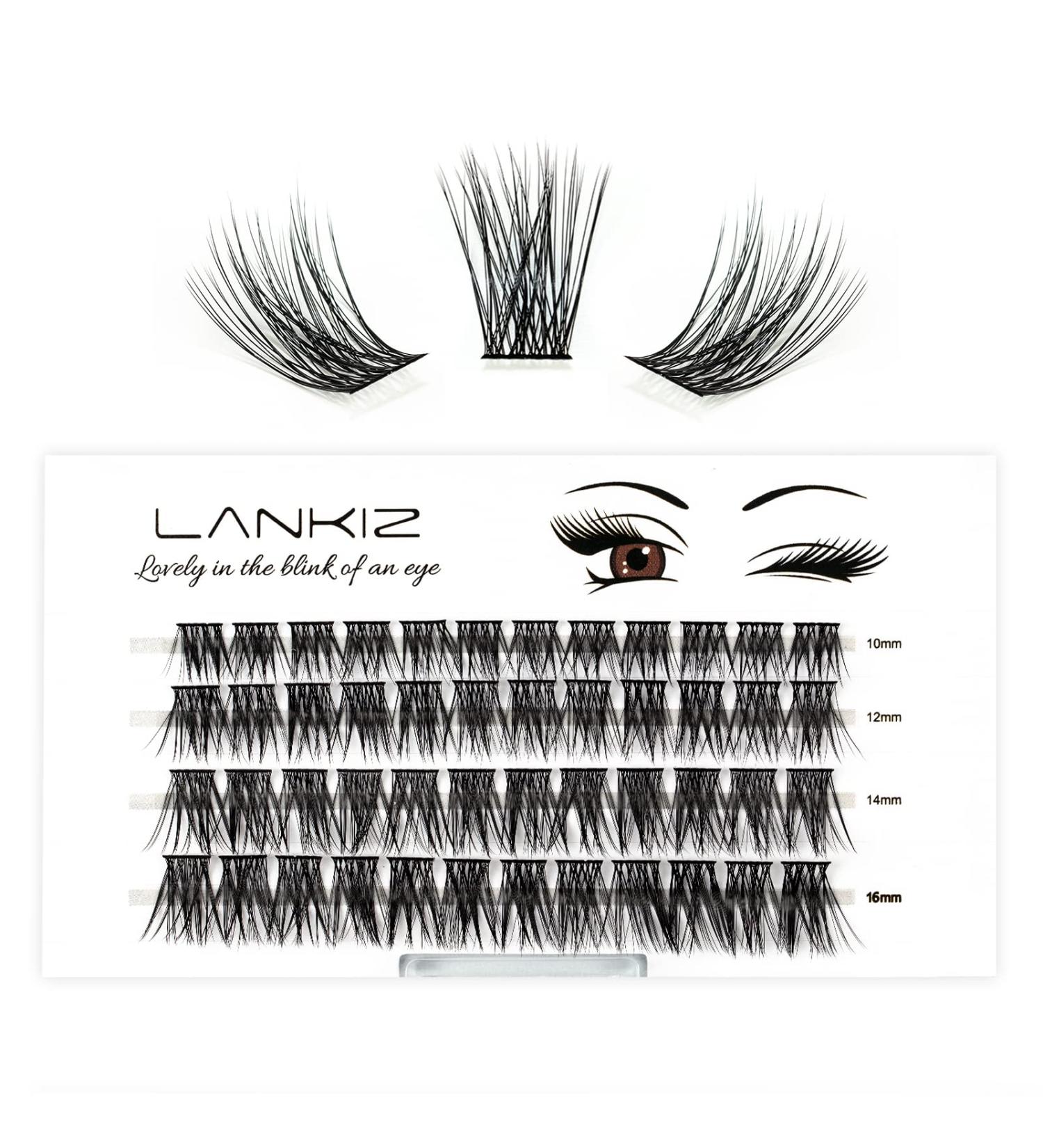 LANKIZ 48 Pcs DIY Eyelash Extension Kit - Soft & Lightweight Individual Lash Extensions 10-16mm Mix - Wide Band Cluster Lashes for Home Use - Buy Online on GoSupps.com