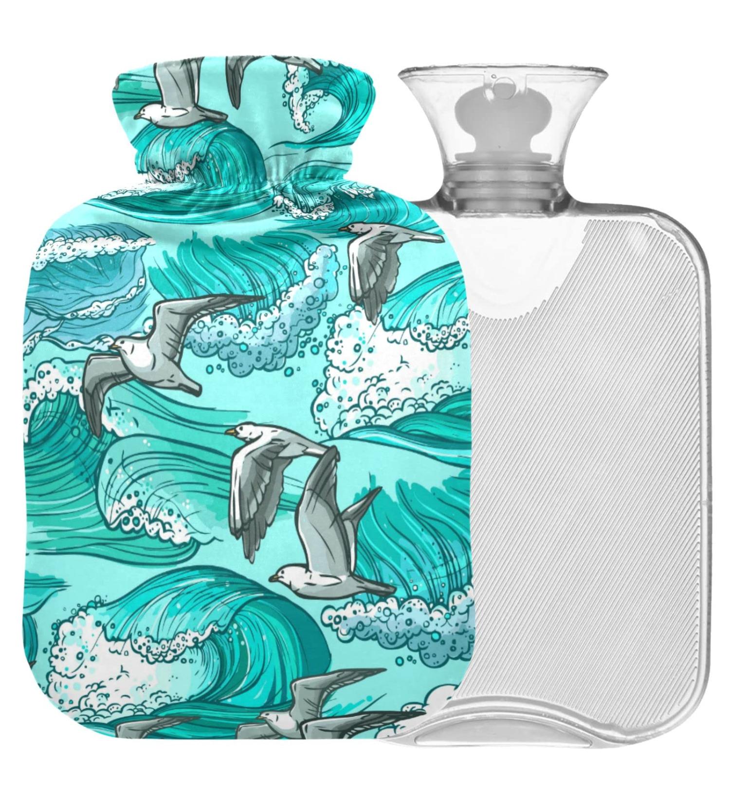 NAANLE Sea Wave Seagull 2L Hot Water Bottle - Large Transparent Heat Therapy for Pain Relief | Ideal for Bed Hand & Foot - Buy Online on GoSupps.com