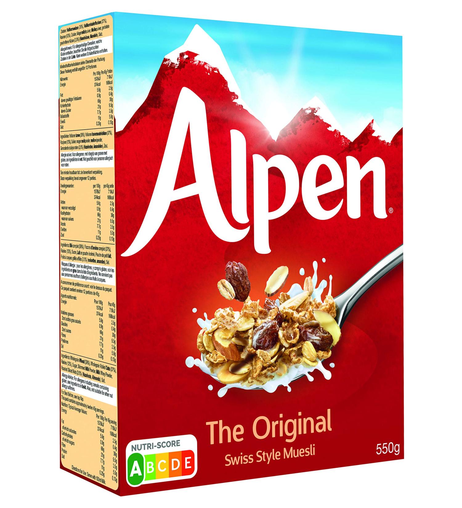 Alpen Muesli - Original 550g Medium Box | Nutritious Breakfast Cereal - Buy Online on GoSupps.com