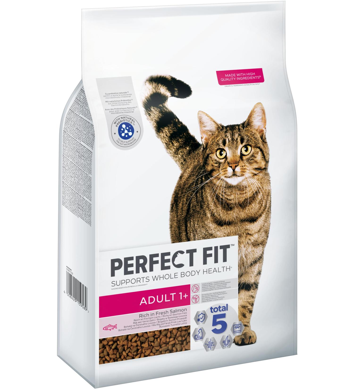 Buy PERFECT FIT Adult Dry Cat Food with Salmon - 7kg Bag | Healthy Nutrition for Cats 1 Year & Older - Buy Online on GoSupps.com