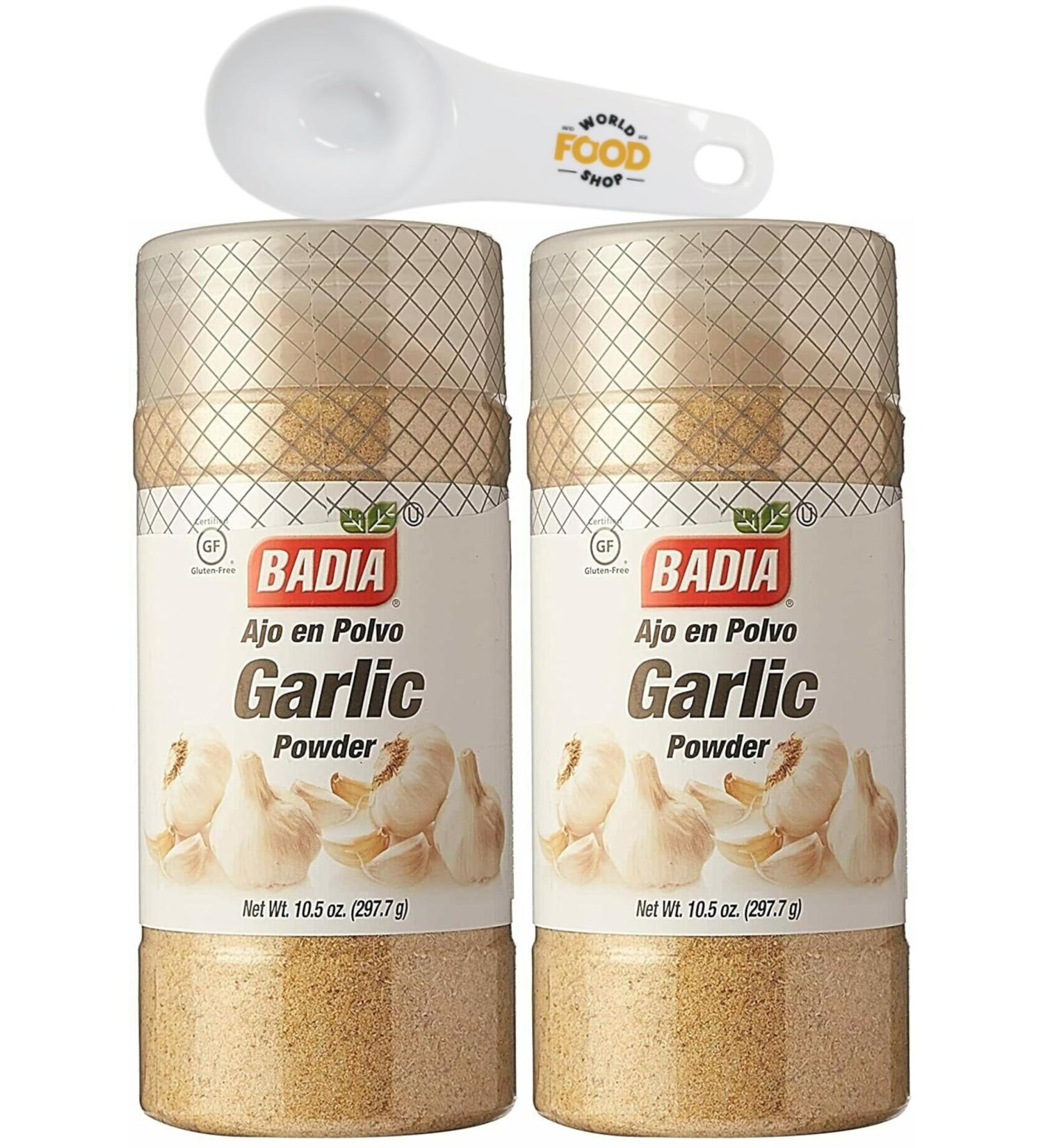 Badia Garlic Powder 297.7g Pack of 2 with World Food Shop Scoop - Premium Quality Culinary Ingredient for Flavourful Cooking - Buy Online on GoSupps.com