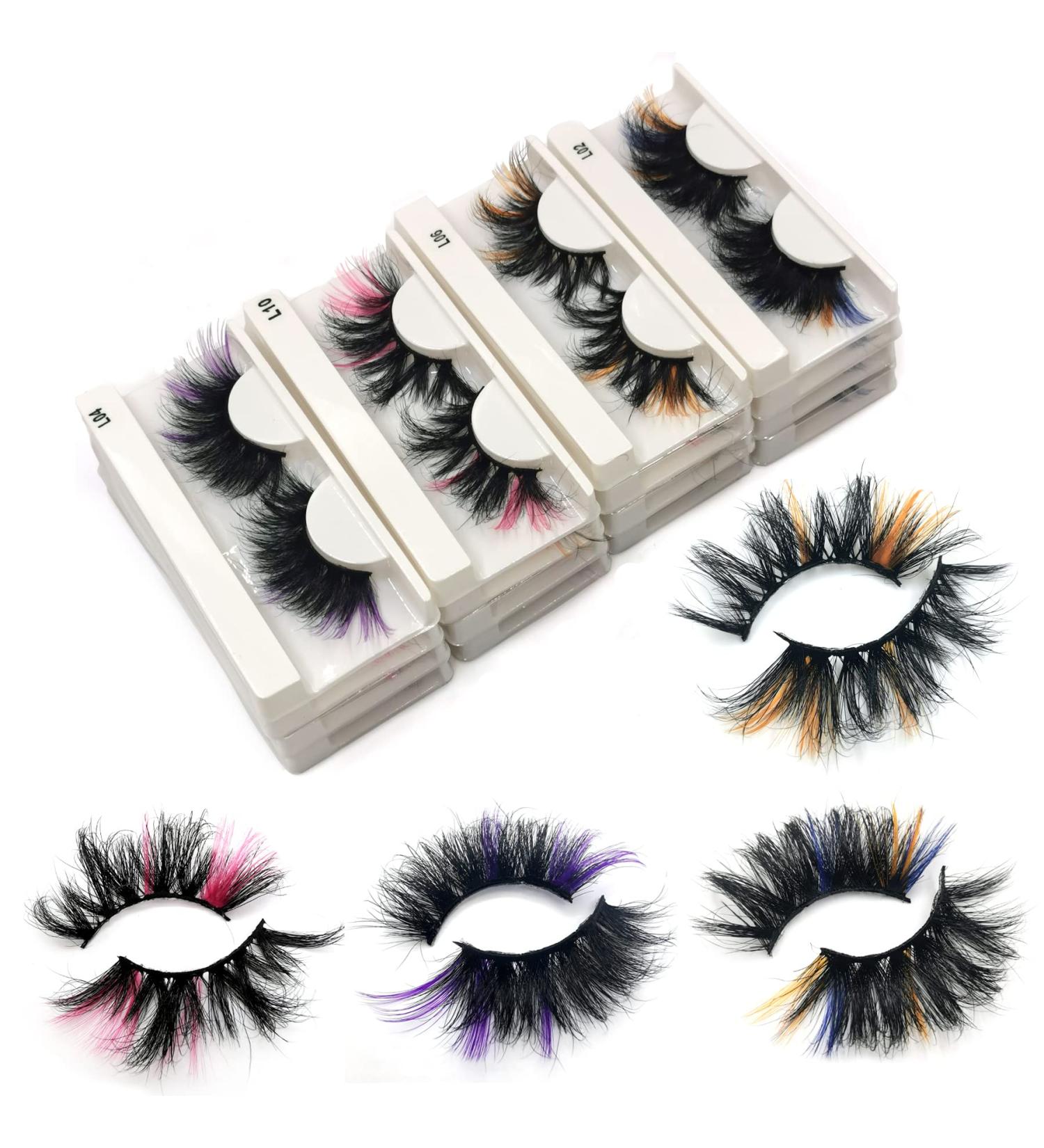 25mm Colored Mink Lashes - Dramatic Fluffy False Eyelashes for Festivals & Cosplay - 20 Pairs - Buy Online on GoSupps.com