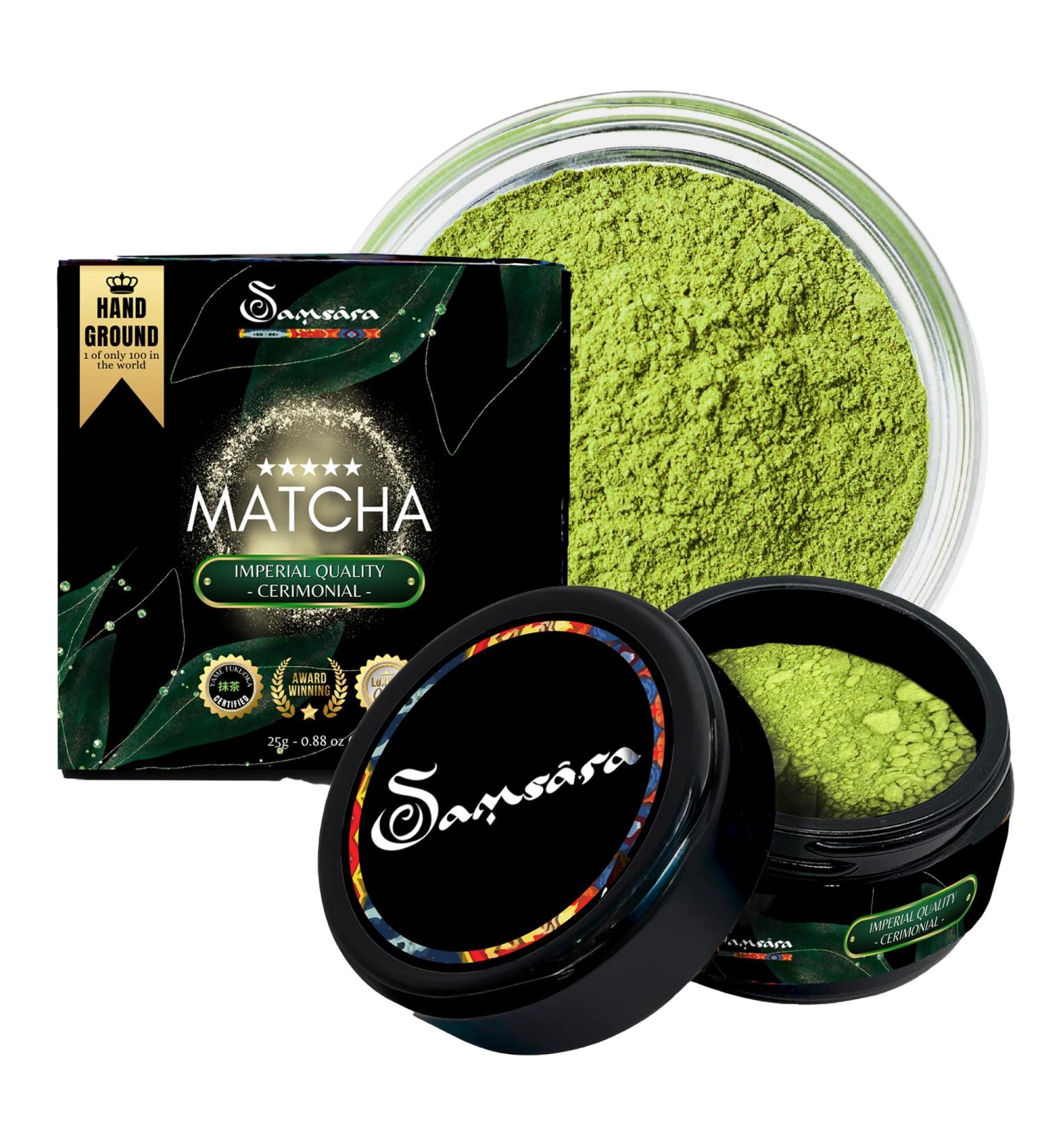  Samsara Samsara Ceremonial Imperial Premium Grade Matcha | Hand-harvested in YAME Fukuoka Japan Stone-ground | No vapor | EGCG tested | Gluten-free | No additives (25g) - Buy Online on GoSupps.com