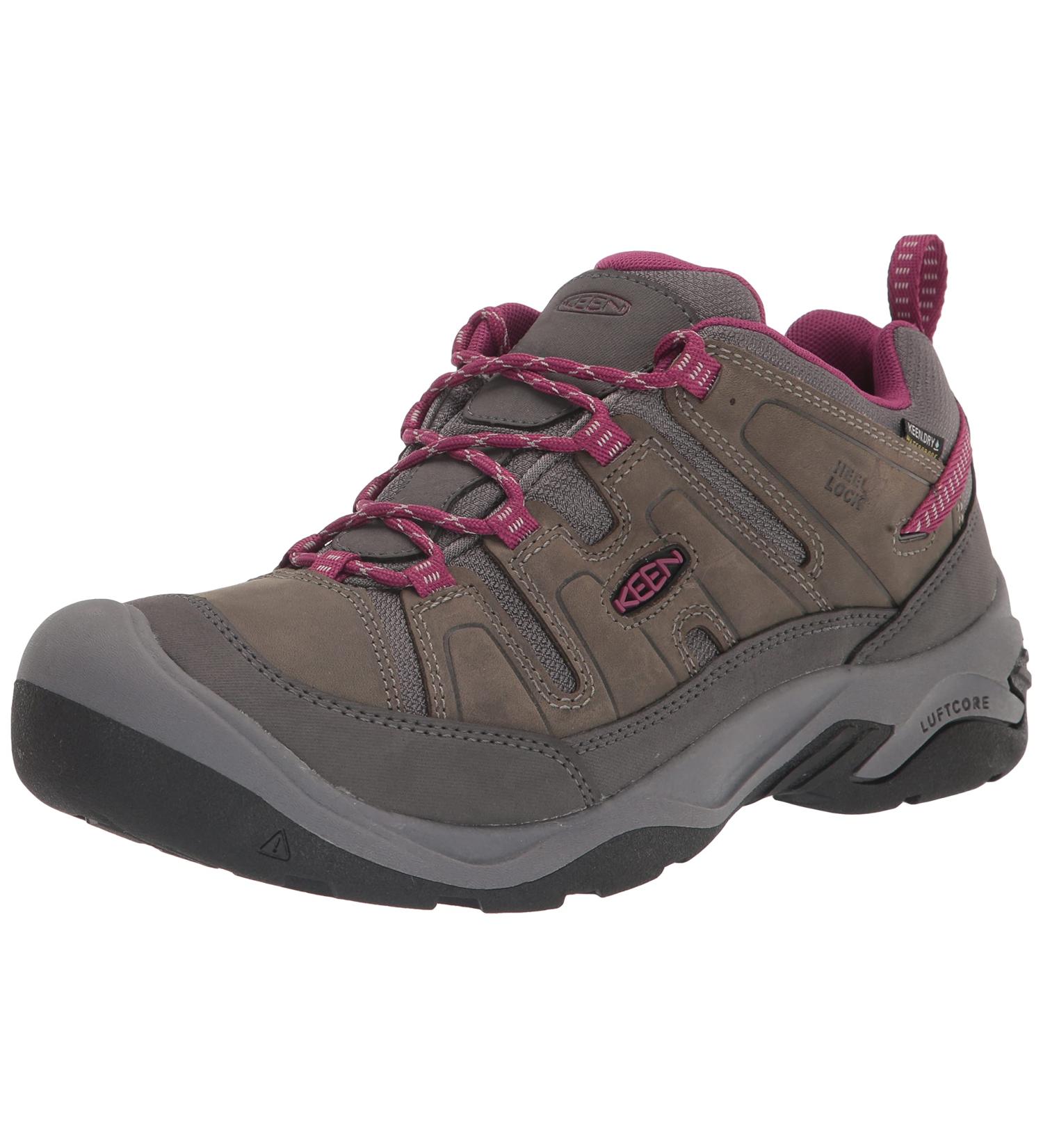 KEEN Women's Circadia Low Height Waterproof Hiking Shoes 8.5 - Steel Grey/Boysenberry - Buy Online on GoSupps.com