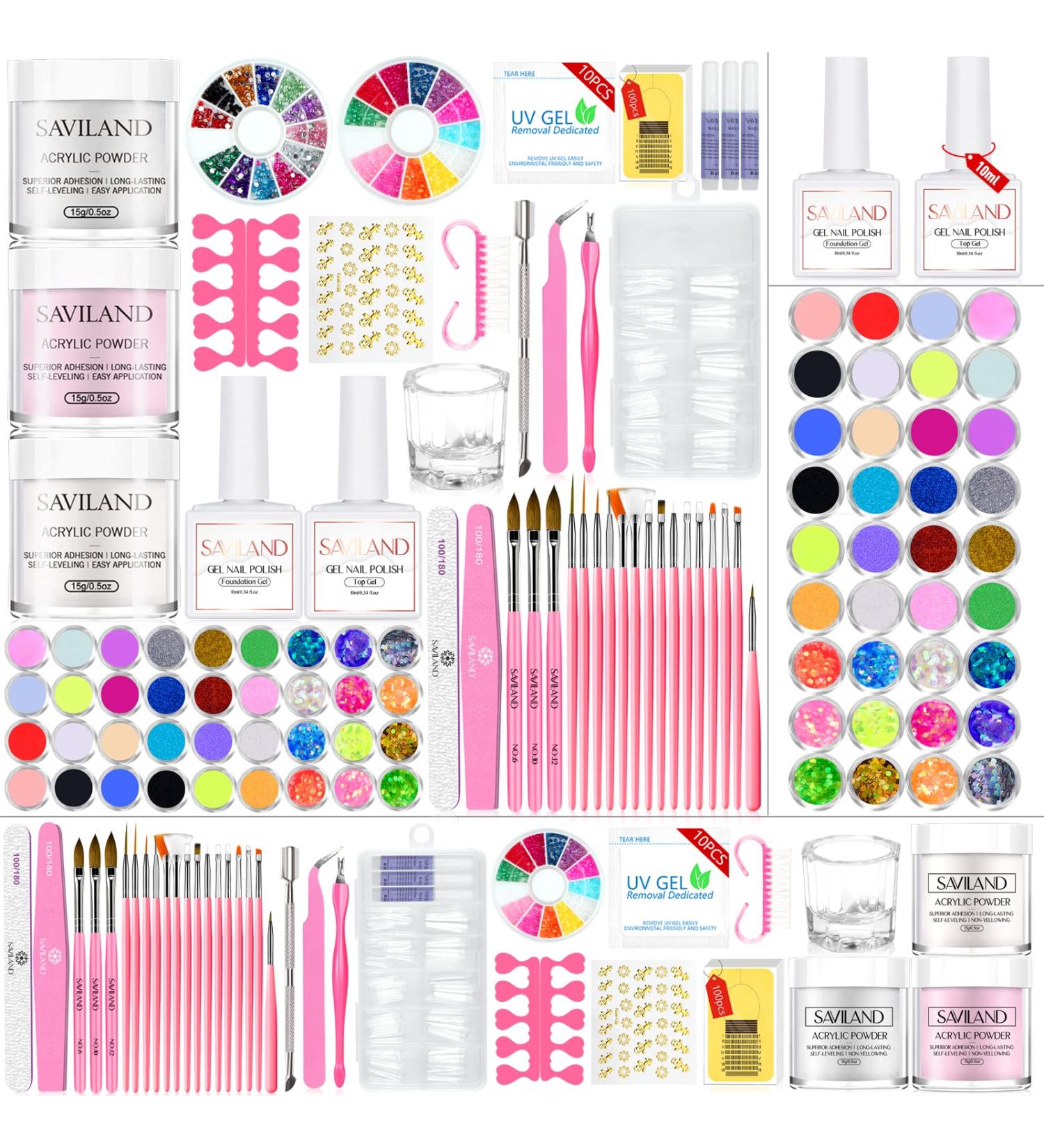 Buy Saviland Acrylic Nail Set - Complete Acrylic Powder & Liquid Kit with Nail Brush Base & Top Gel for Perfect Nail Art - Ideal Acrylic Starter Set - Buy Online on GoSupps.com