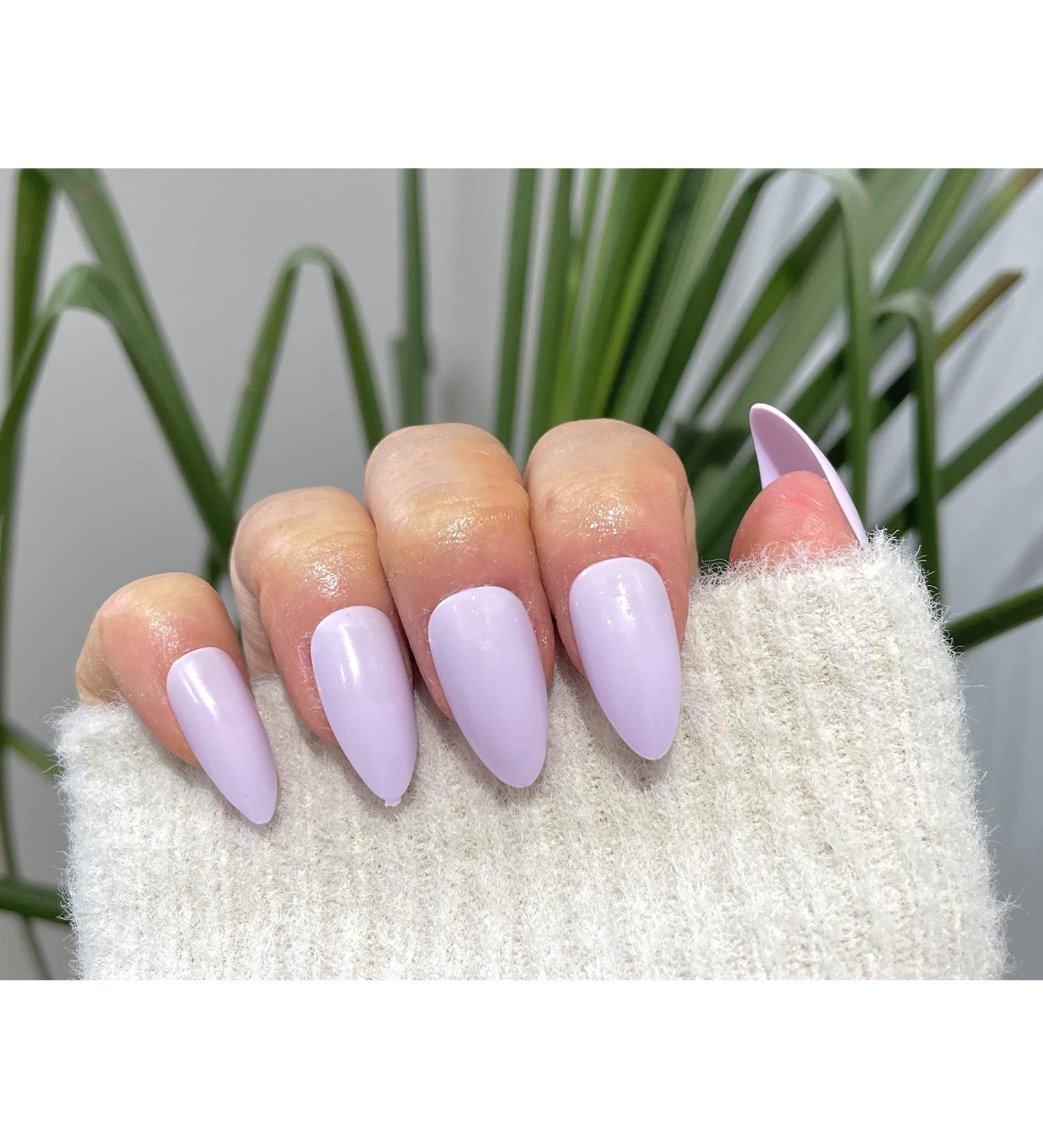 TEN NAILS 24pcs Stiletto False Nails Almond Fake Nails Acrylic Long Tips 12 Sizes with Glue (Lilac) - Buy Online on GoSupps.com