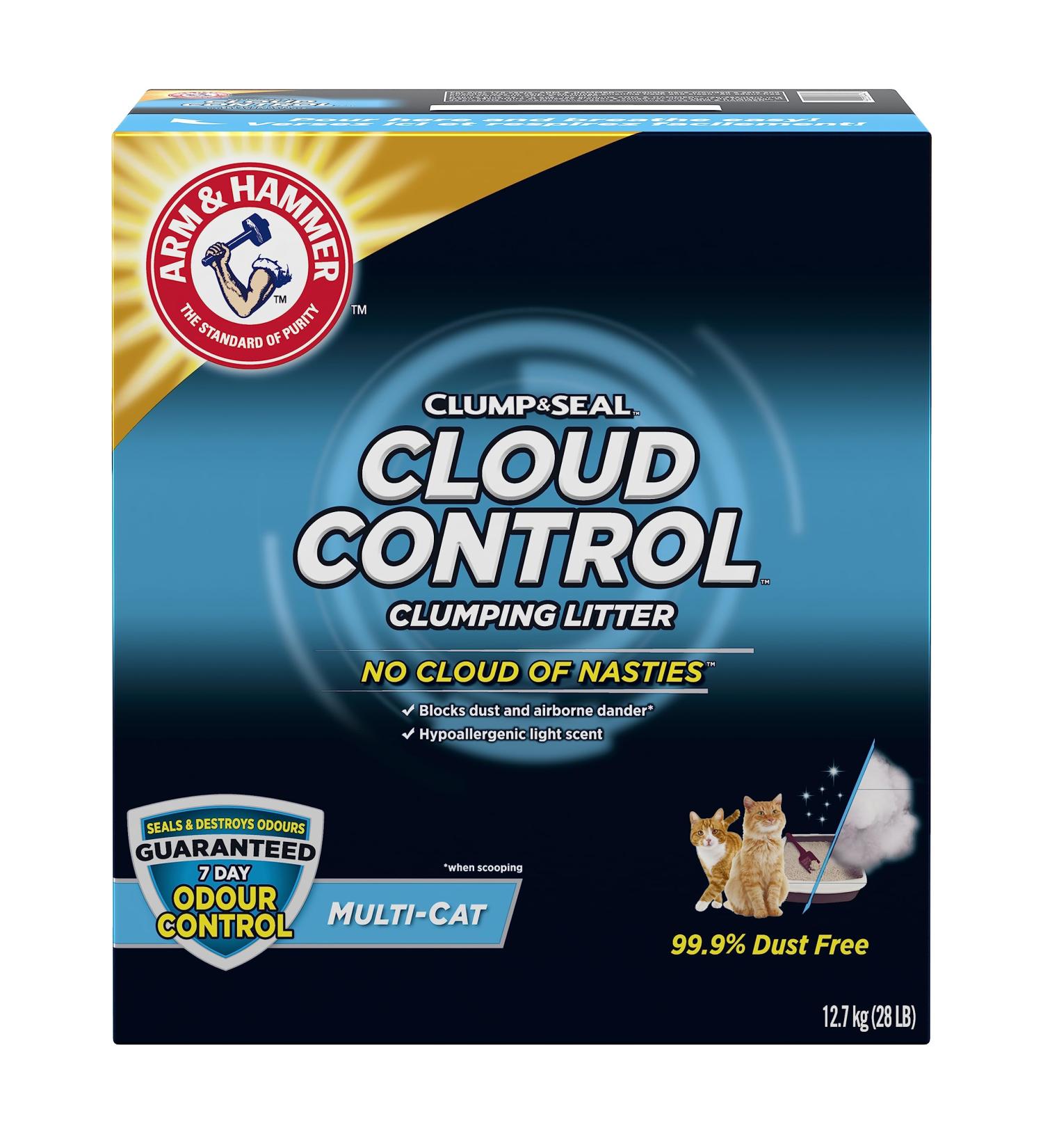 ARM & HAMMER Cat Litter | Clump & Seal Cloud Control |Multi-Cat Odour Control Dust Free Clumping Clay Litter | 12.7kg (Pack of 1) Cloud Control 12.7kg - Buy Online on GoSupps.com
