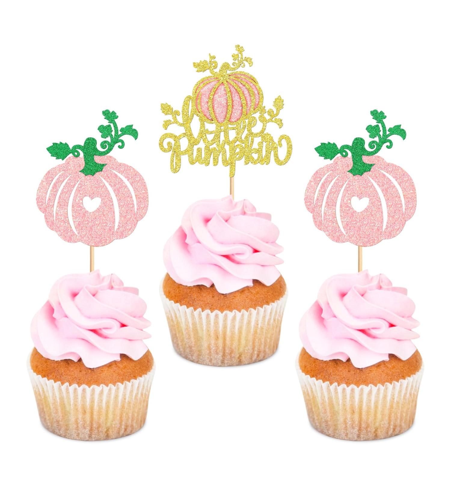 Ercadio 24 Pack Little Pumpkin Cupcake Toppers Pink Glitter Pumpkin Cupcake Picks Fall Pumpkin Cupcake Decorations for Thanksgiving Day Theme Birthday Baby Shower Party Cake Decorations Supplies Style 12 - Buy Online on GoSupps.com