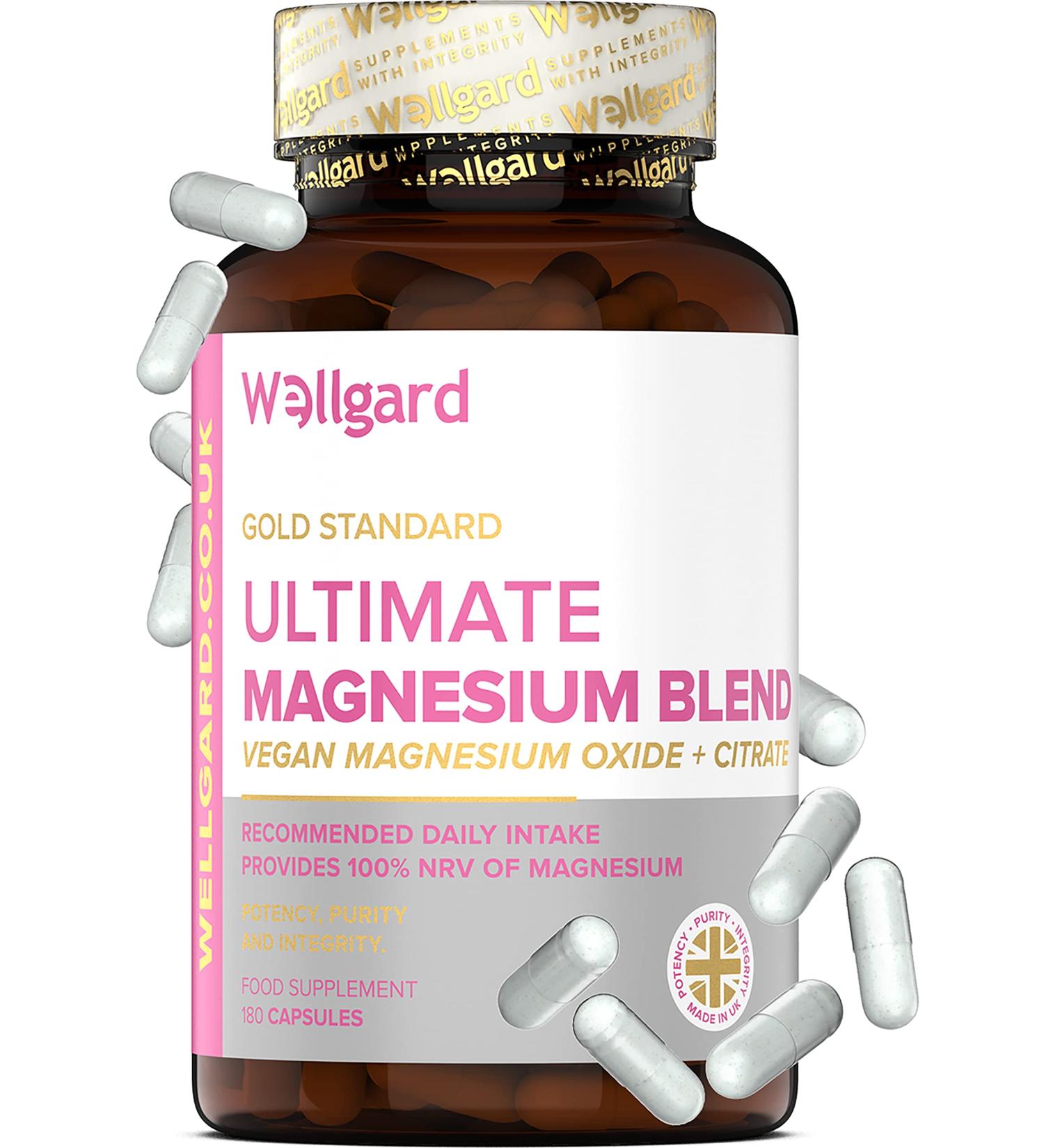 Wellgard Vegan Magnesium Supplements Optimal Strength Magnesium Supplement Made in UK Blend - Buy Online on GoSupps.com
