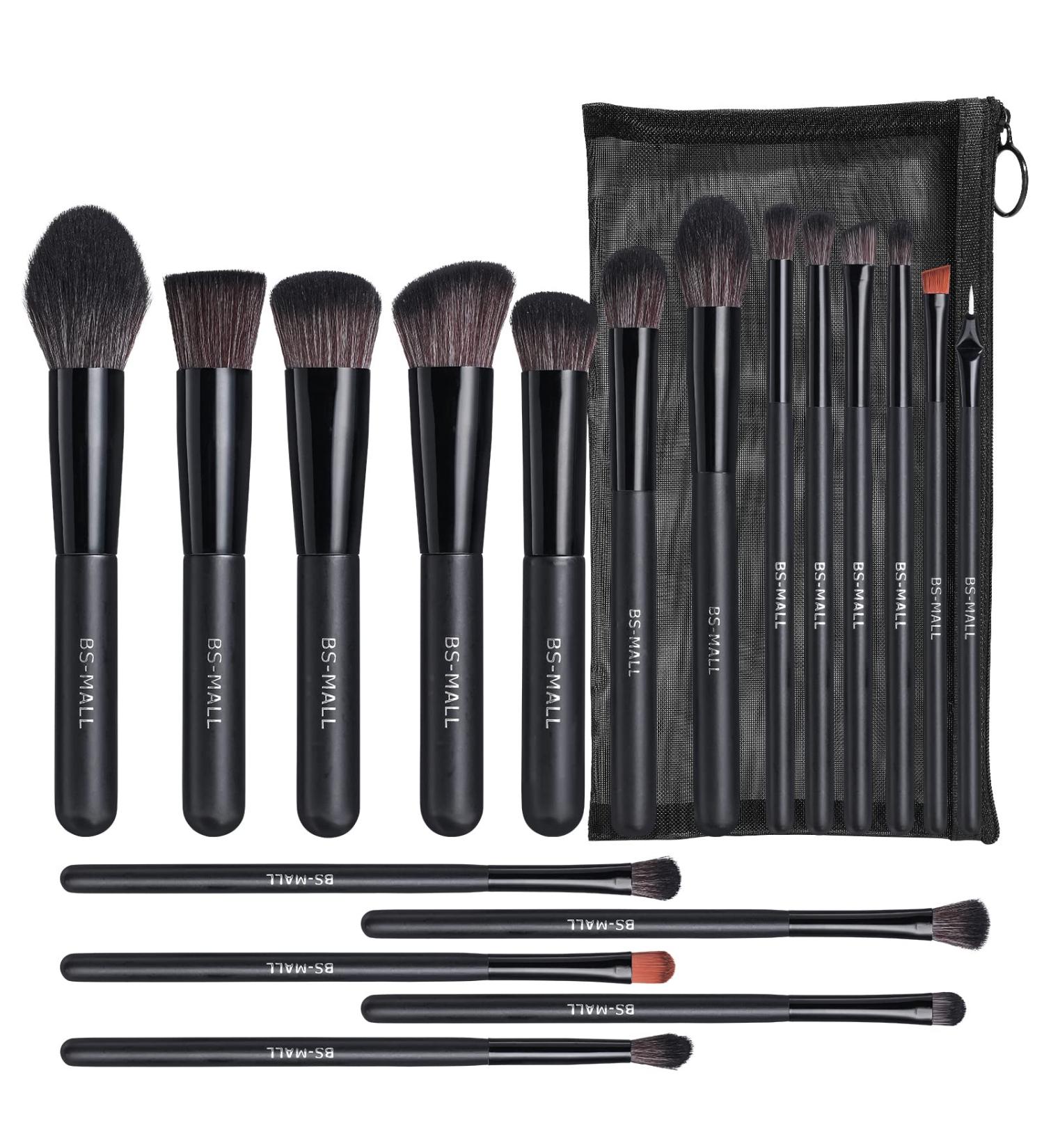 BS-MALL 18 Pcs Premium Synthetic Makeup Brush Set with Black Bag - Perfect for Foundation, Powder, Concealers, Eye shadows, and Blush - Buy Online on GoSupps.com