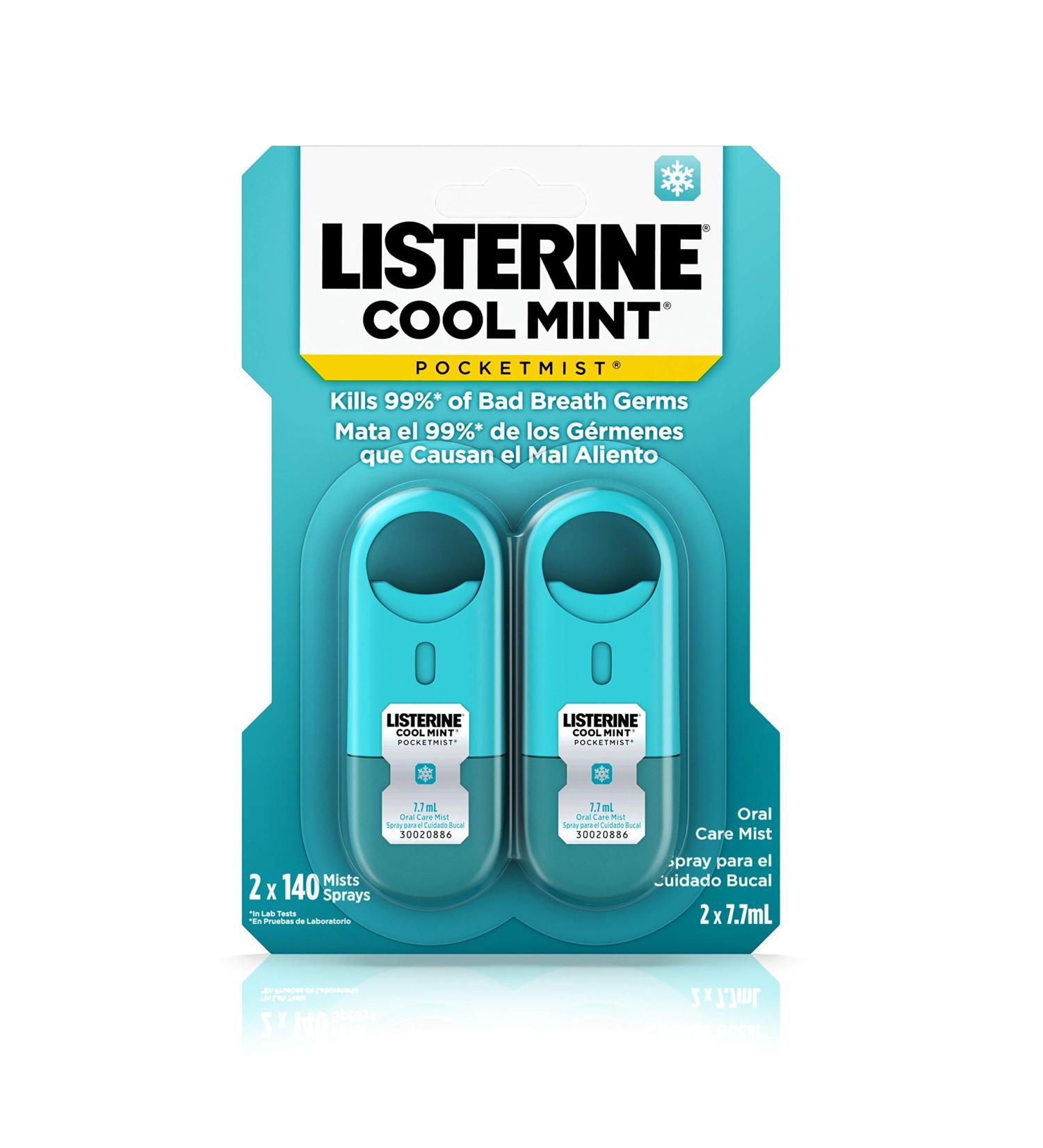 Listerine Pocketmist Cool Mint Oral Care Mist - 2 Count (7.7 ml) | Freshen Breath Anytime | International Shipping - Buy Online on GoSupps.com