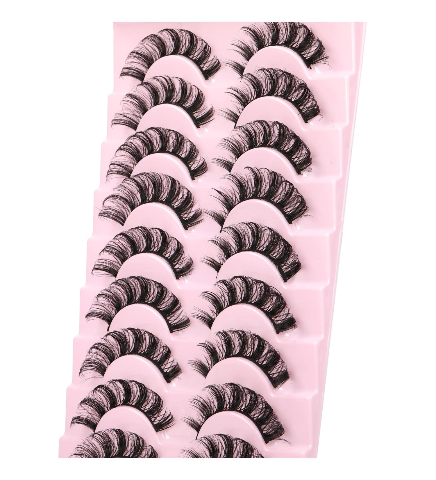 Lanflower Russian D Curl Eyelashes - 10 Pairs Natural Look Wispy Cat Eye Lashes - Buy Online on GoSupps.com