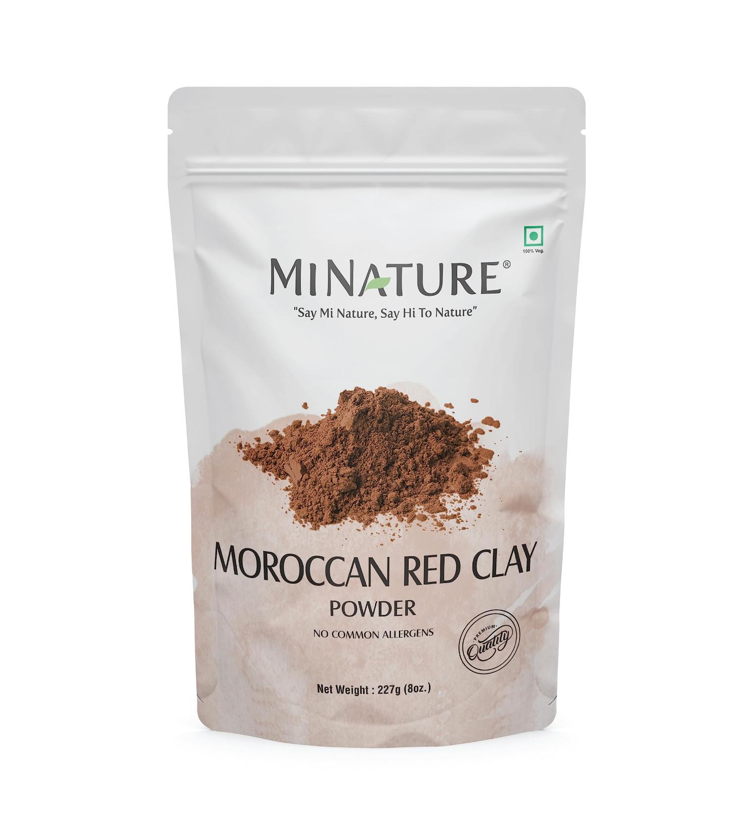 Moroccan Red Clay Powder by mi nature | Suitable for Face Mask Scrub Soaps Bath Bombs Body Wraps | Very Fine Powder | No Additives | Detoxifies Removes impurities | Hair Shampoo - Buy Online on GoSupps.com