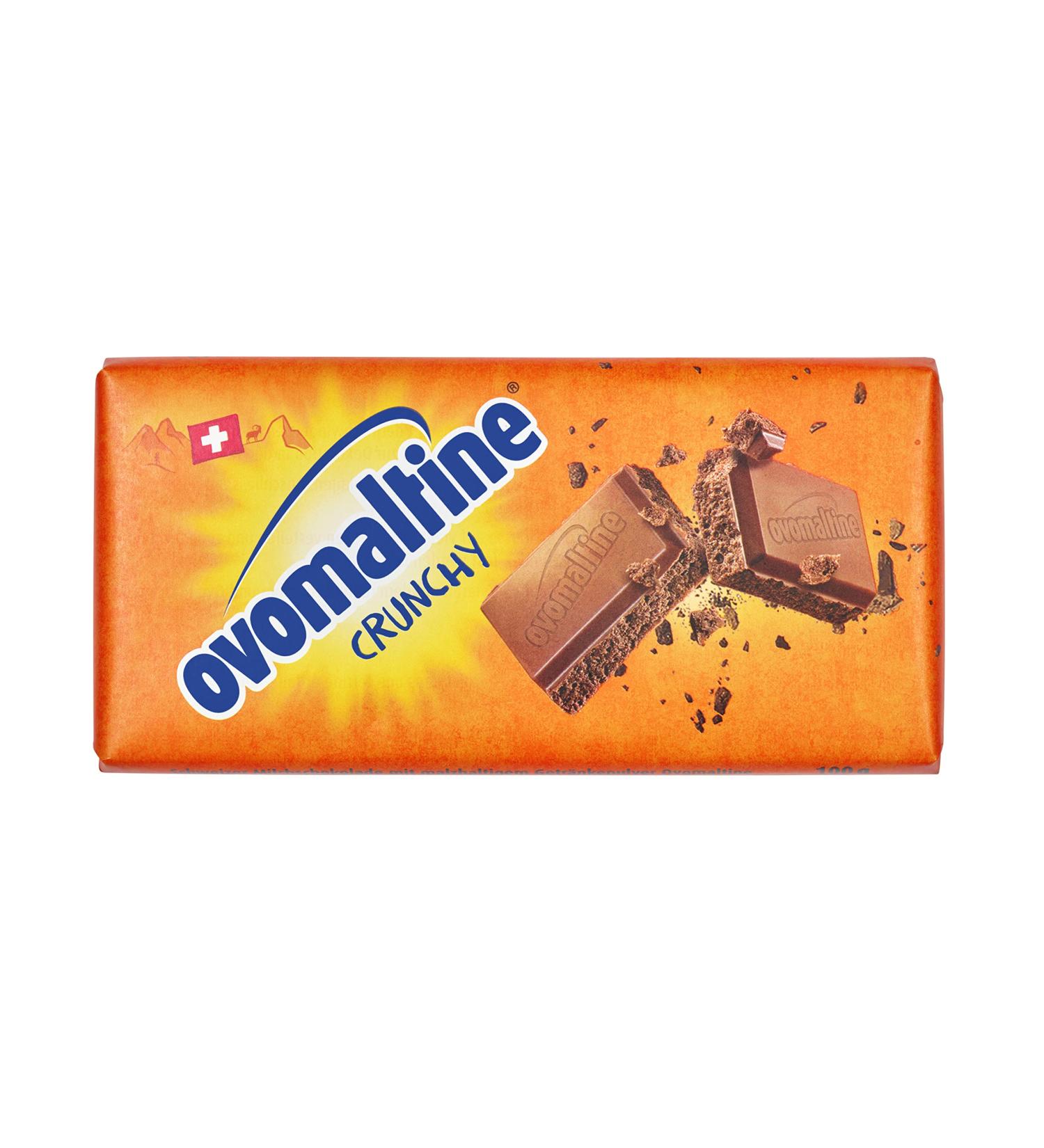 Ovomaltine Crunchy Swiss whole milk chocolate bar with crunchy pieces of fine, sustainable cocoa (1 x 100 g)