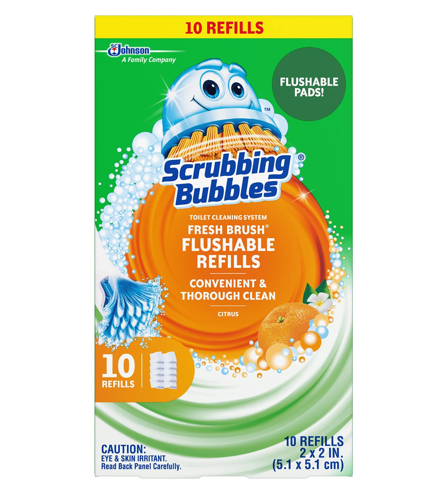 Scrubbing Bubbles Fresh Brush Citrus Action Flushable Refill Pads - 10 Count Pack - Buy Online on GoSupps.com