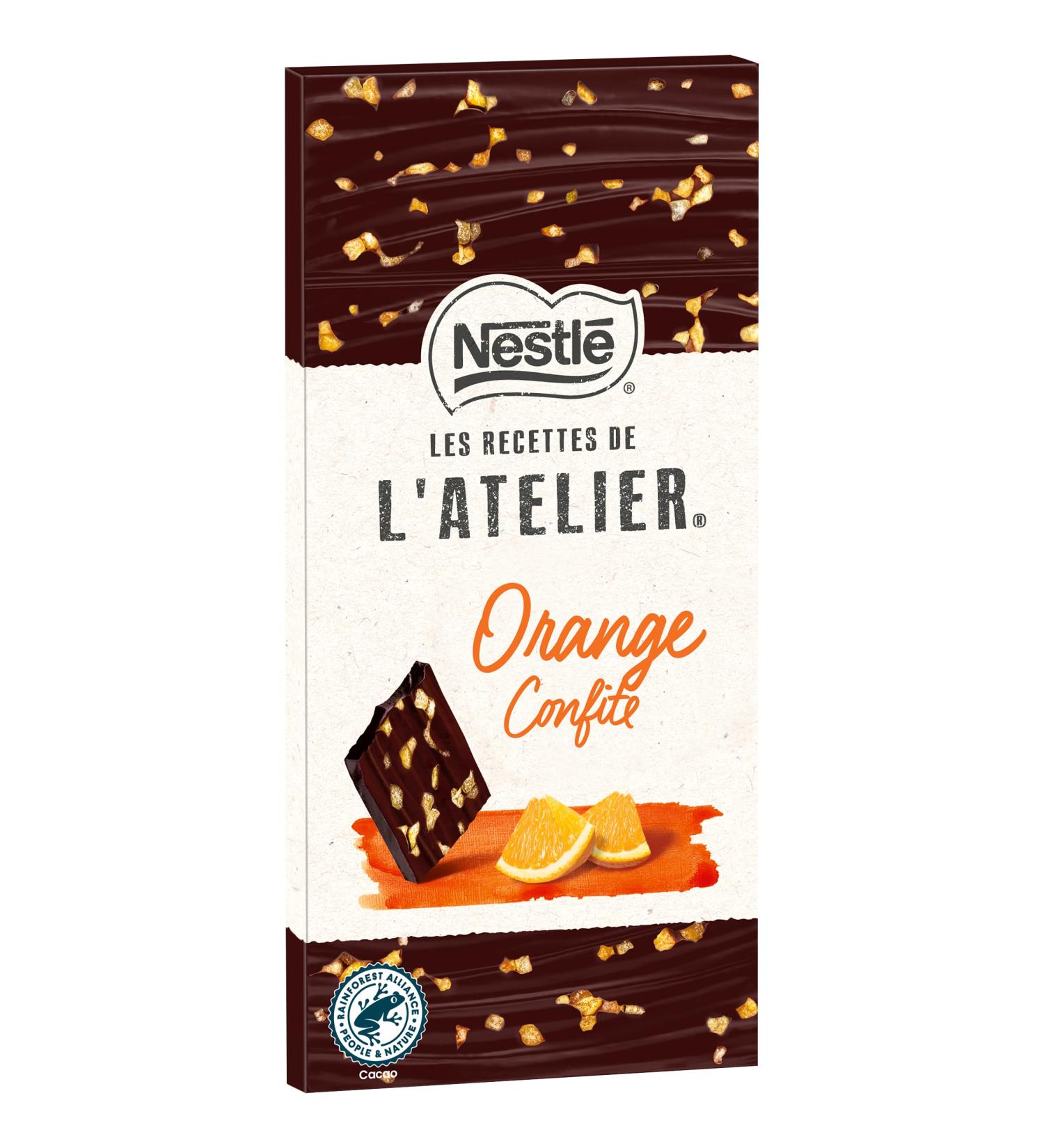 Nestl Les Recettes de L'Atelier - Dark Chocolate and Candied Orange Bar - 100g - Buy Online on GoSupps.com