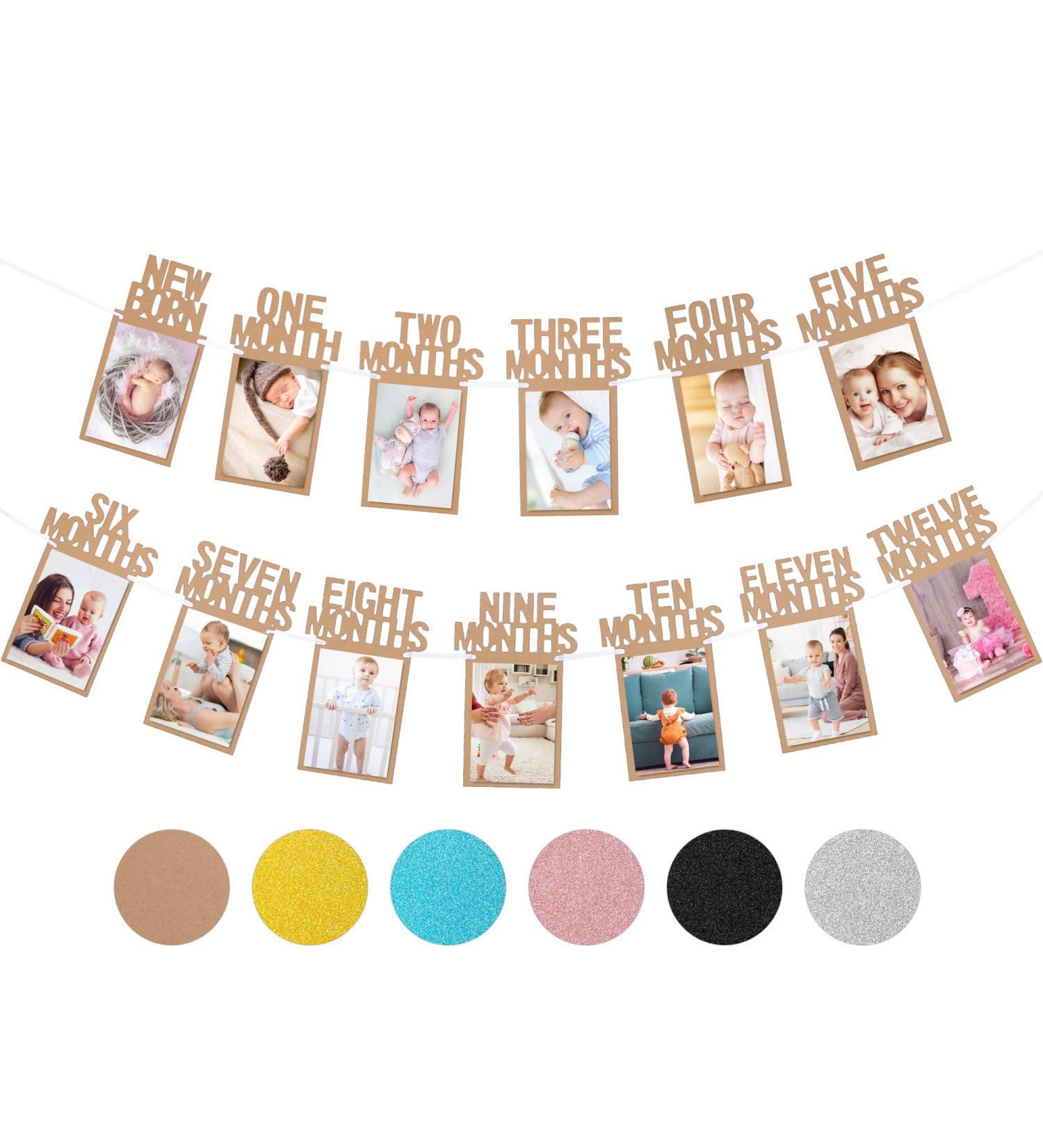 Whaline 1st Birthday Baby Photo Banner - Monthly Milestone Bunting Garland for Newborn to 12 Months - First Birthday Decoration (Kraft) - Buy Online on GoSupps.com