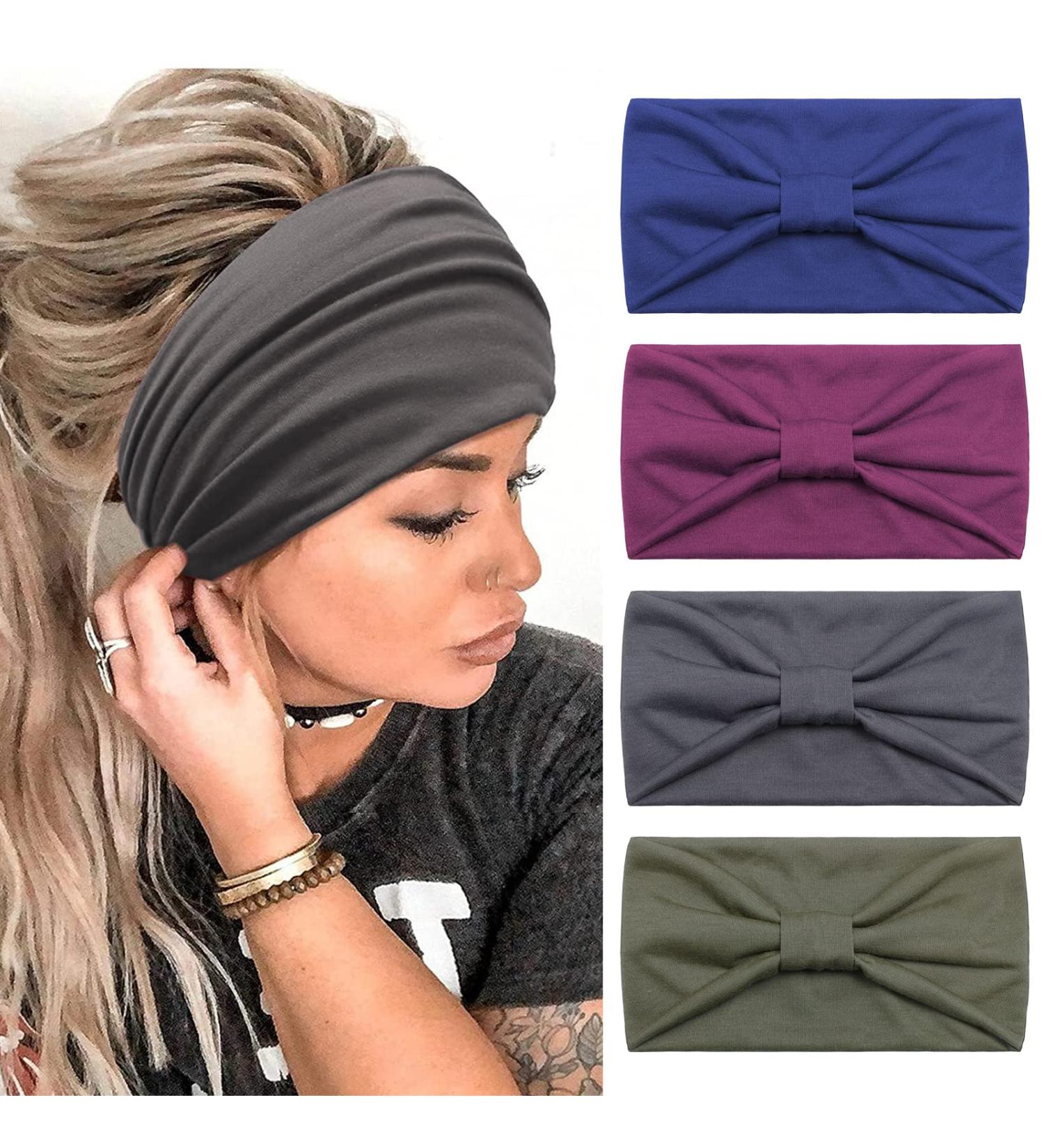 Kavya Wide Headbands for Women - Set of 5 Soft Elastic Hair Bands for Yoga & Fashion - Knotted Headbands & Hair Scarf Accessories for Adults - Buy Online on GoSupps.com