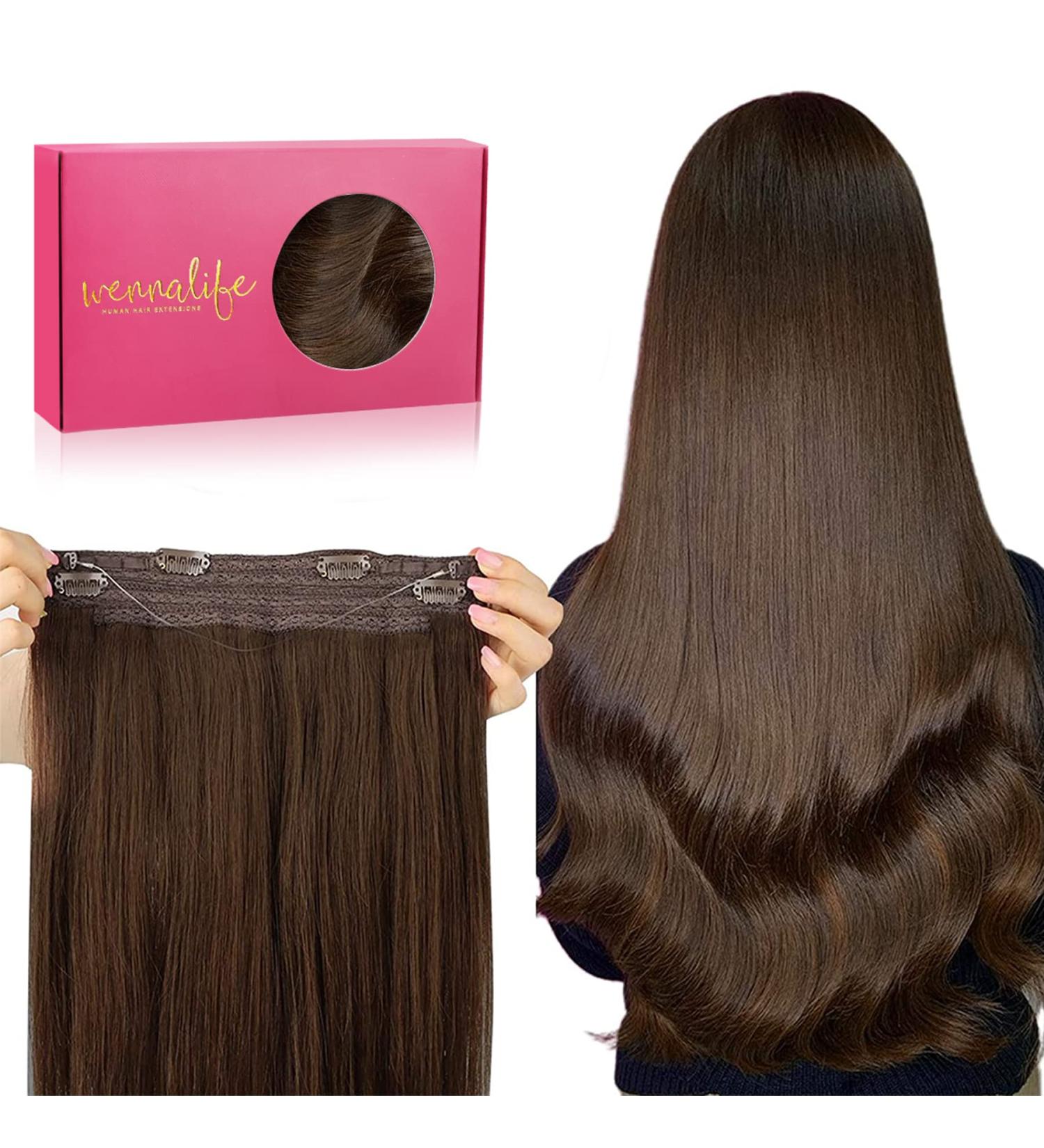 18 WENNALIFE Chocolate Brown Wire Hair Extensions - 95g Remy Human Hair #4 - Buy Online on GoSupps.com