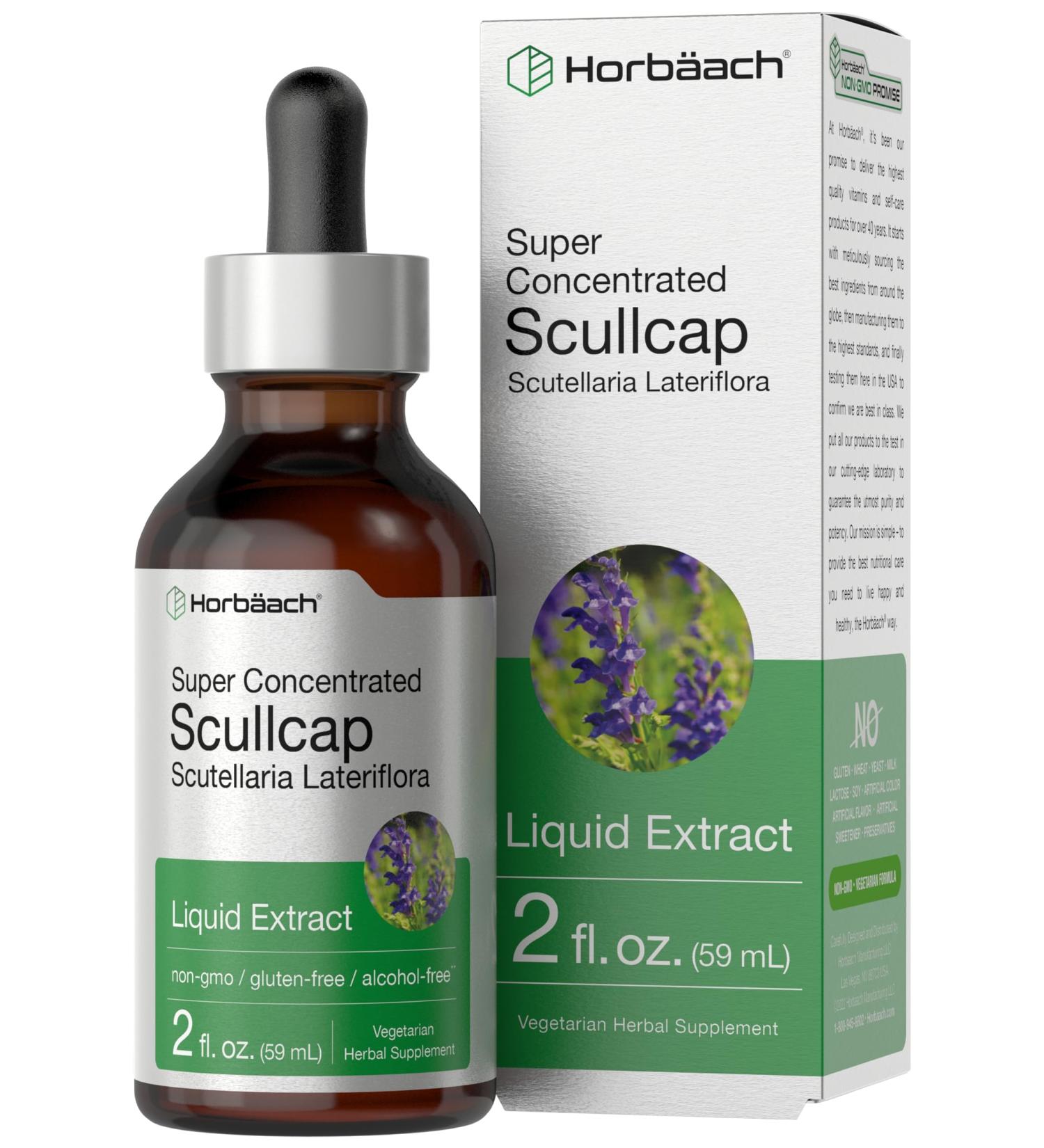 Horb ach Scullcap Herb Liquid Extract | 2 fl oz Tincture | Super Concentrated | Alcohol Free Vegetarian Non-GMO Gluten Free Skullcap Supplement - Buy Online on GoSupps.com