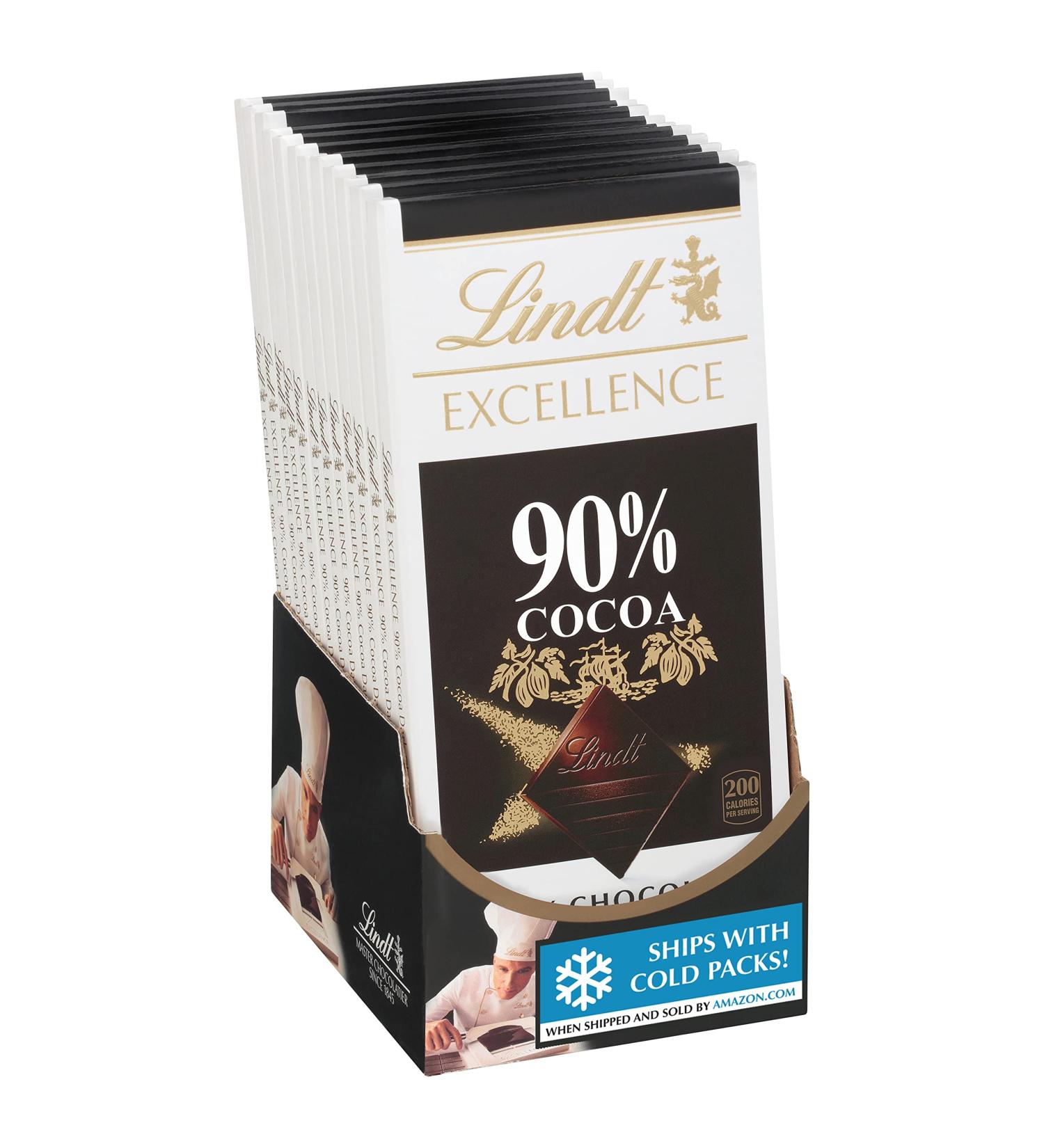 Lindt Excellence Bar 90% Cocoa Dark Chocolate | Gluten Free | Perfect for Holiday Gifts | 3.5 oz (Pack of 12) - Buy Online on GoSupps.com