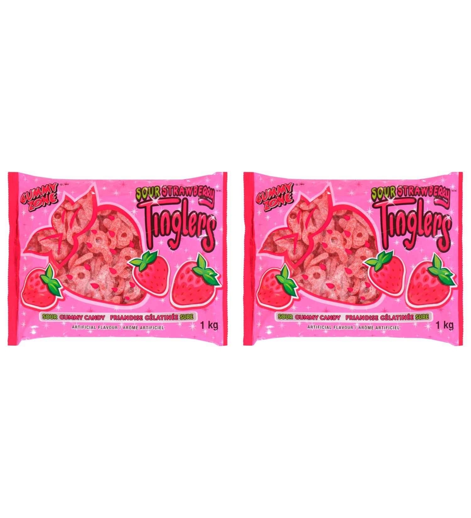 Candy Bulk: Gummy Zone Sour Strawberry Tinglers - Sour Gummy Candy - Bulk Candy - Gummies - Candies - Bonbon - Value Pack of 2