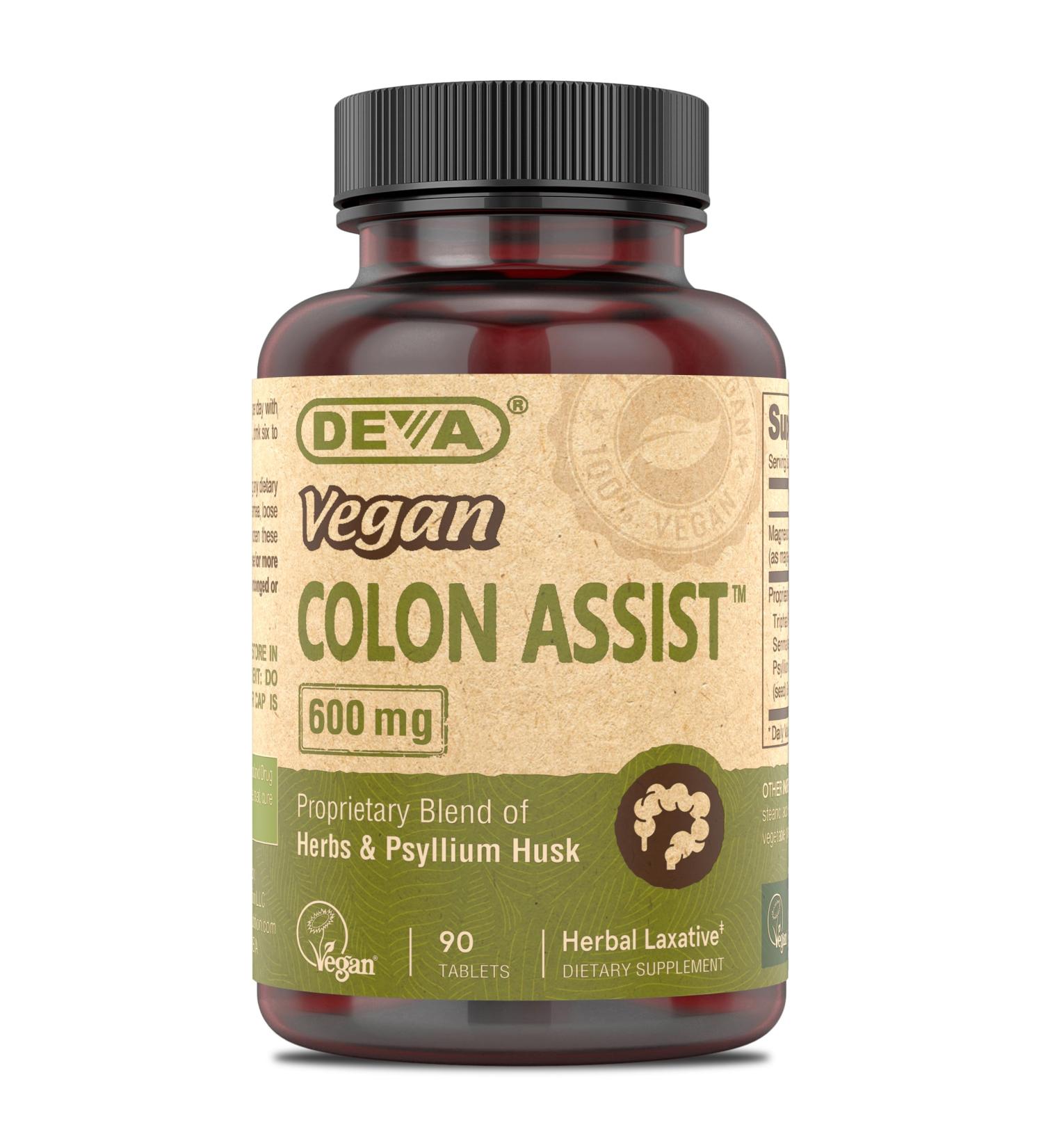 DEVA Vegan Colon Assist Tablets with Magnesium Triphala Psyllium Husk Senna Cinnamon and More 90 Count 90 Count (Pack of 1) - Buy Online on GoSupps.com