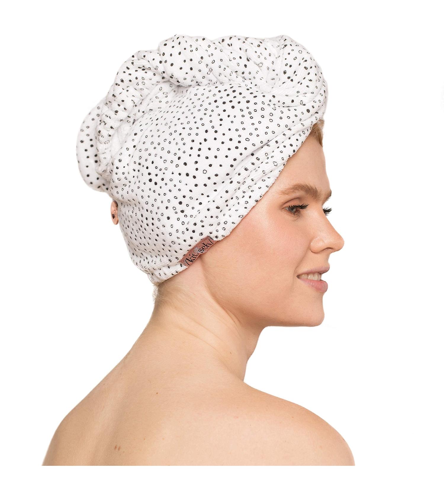 Kitsch Microfiber Hair Towel Wrap - Super Absorbent & Ultra Soft Hair Turban for Drying Wet Hair - Easy Twist Hair Towel - After Spa Hair Towel in Micro Dot Design - Buy Online on GoSupps.com